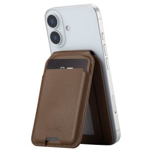 Accezz Leren Wallet met standaard - Geschikt voor MagSafe en Qi2 - Coffee Brown