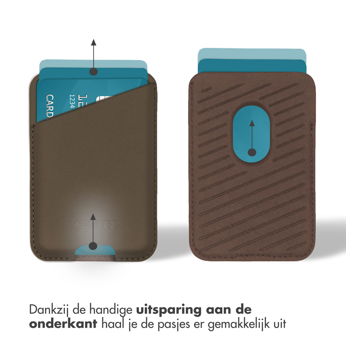 Accezz Leren Kaarthouder - Geschikt voor MagSafe en Qi2 - Coffee Brown - Afbeelding 9