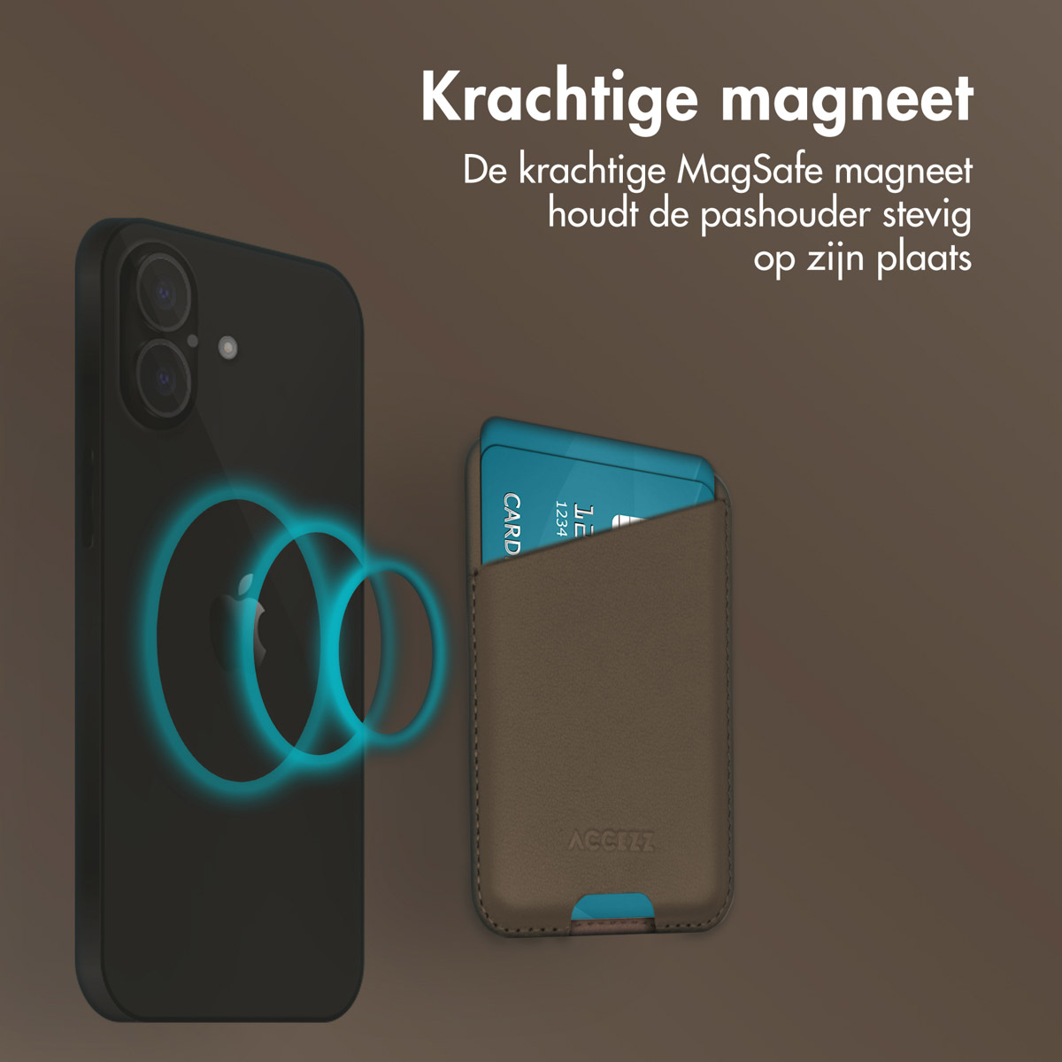 Accezz Leren Kaarthouder - Geschikt voor MagSafe en Qi2 - Coffee Brown - Afbeelding 8