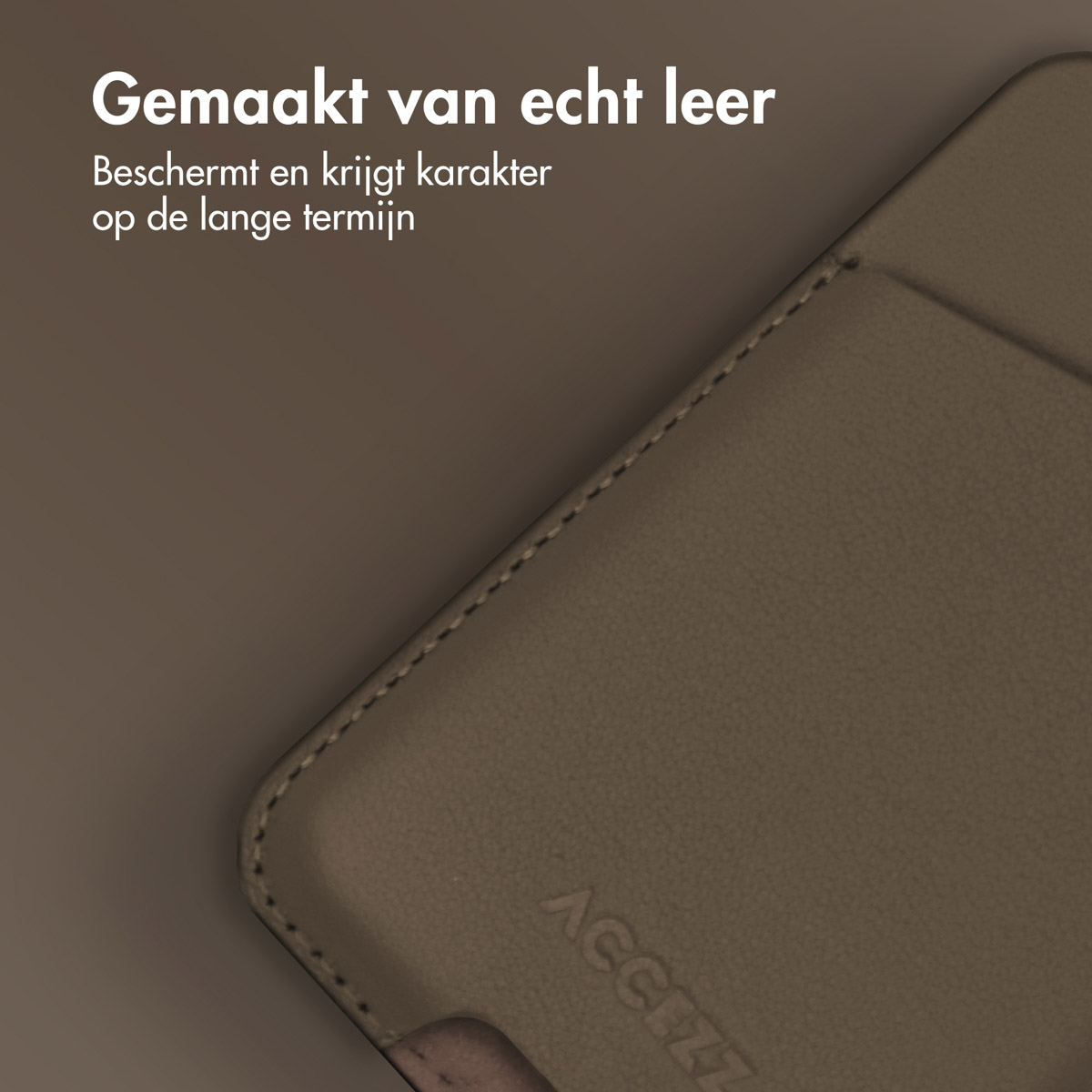 Accezz Leren Kaarthouder - Geschikt voor MagSafe en Qi2 - Coffee Brown - Afbeelding 7