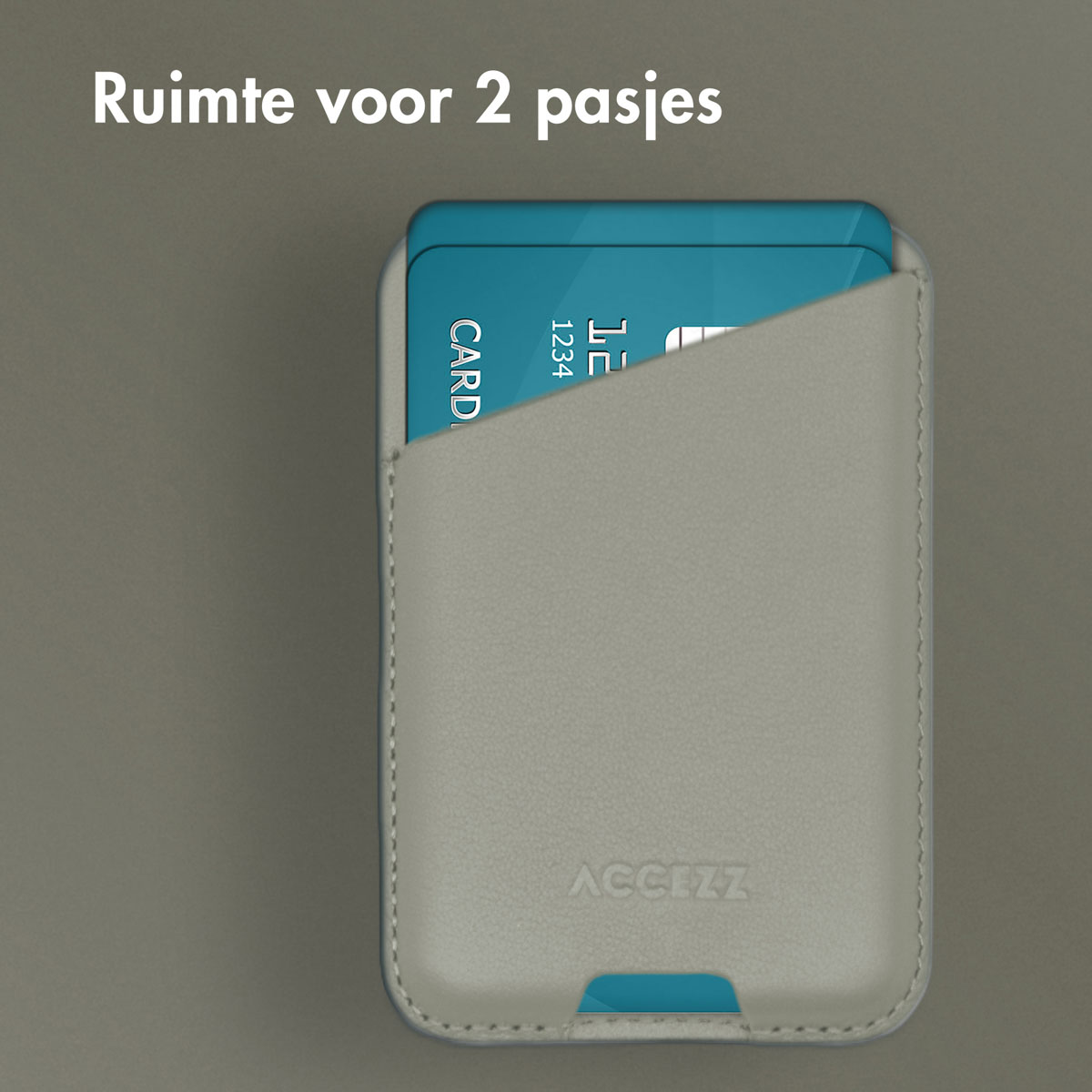 Accezz Leren Kaarthouder - Geschikt voor MagSafe en Qi2 - Light Grey - Afbeelding 10