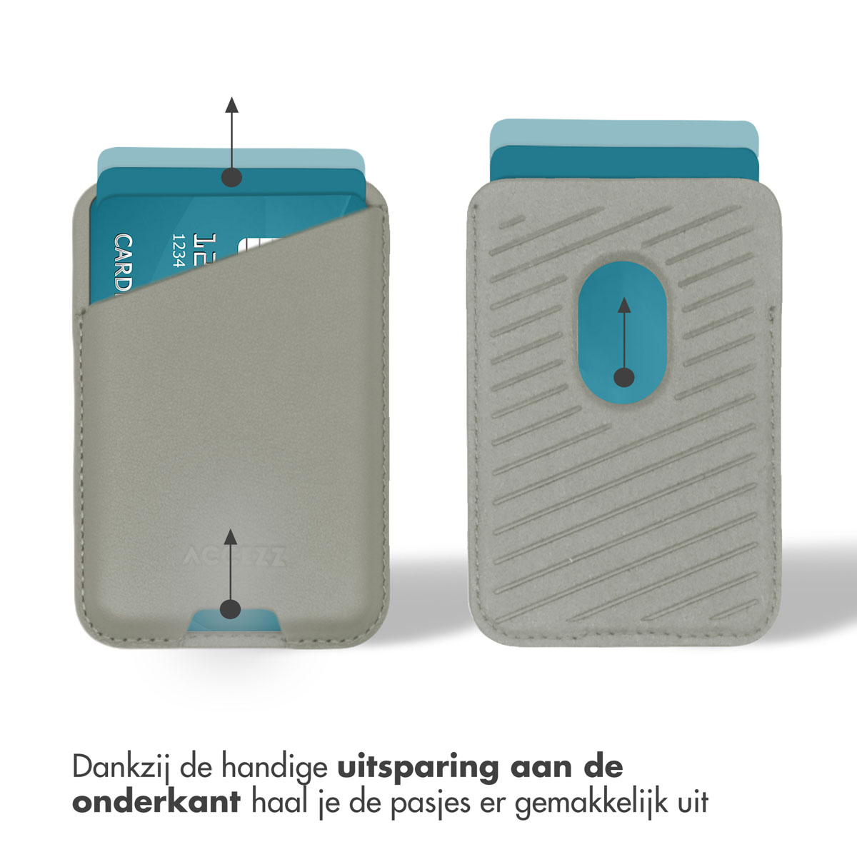 Accezz Leren Kaarthouder - Geschikt voor MagSafe en Qi2 - Light Grey - Afbeelding 9