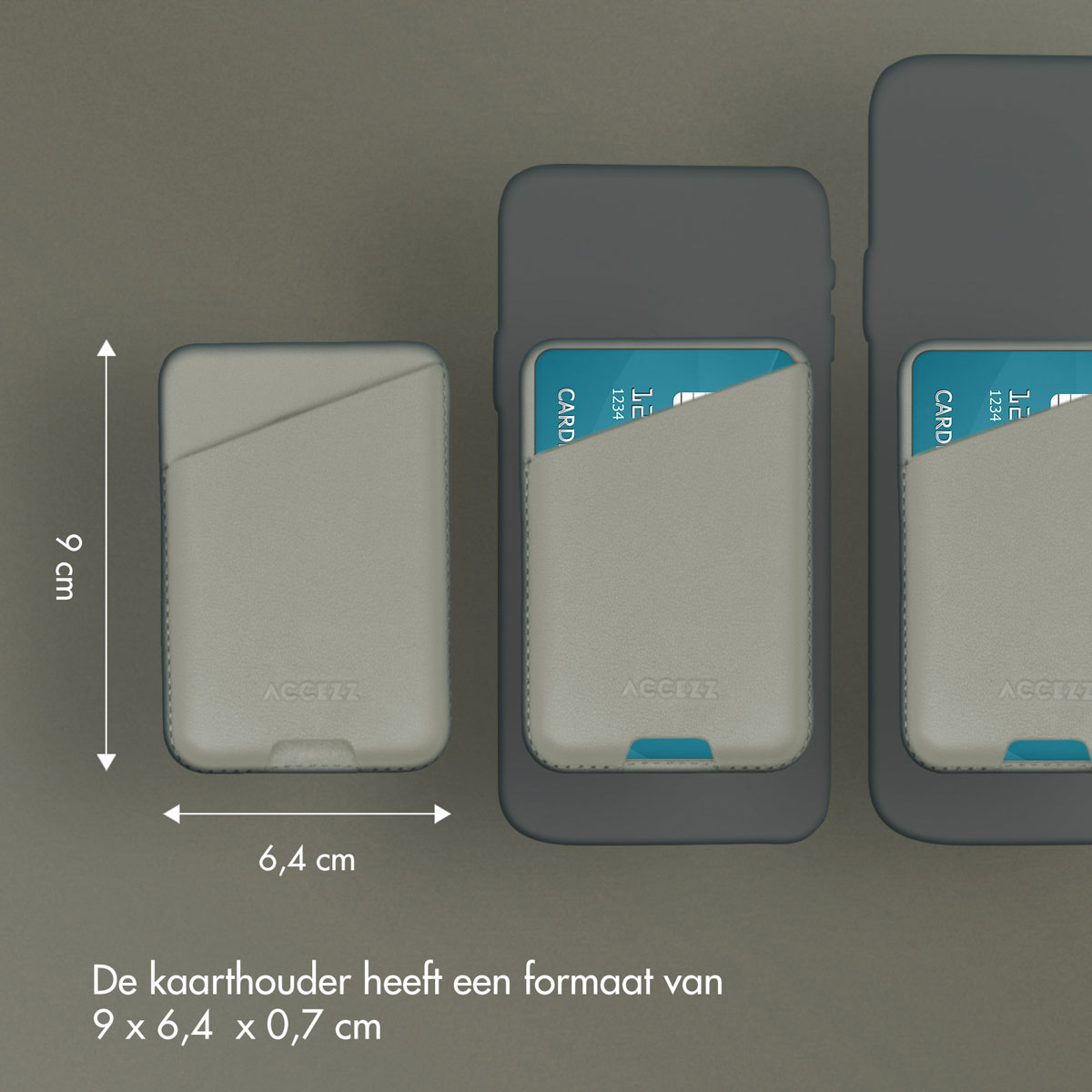 Accezz Leren Kaarthouder - Geschikt voor MagSafe en Qi2 - Light Grey - Afbeelding 6