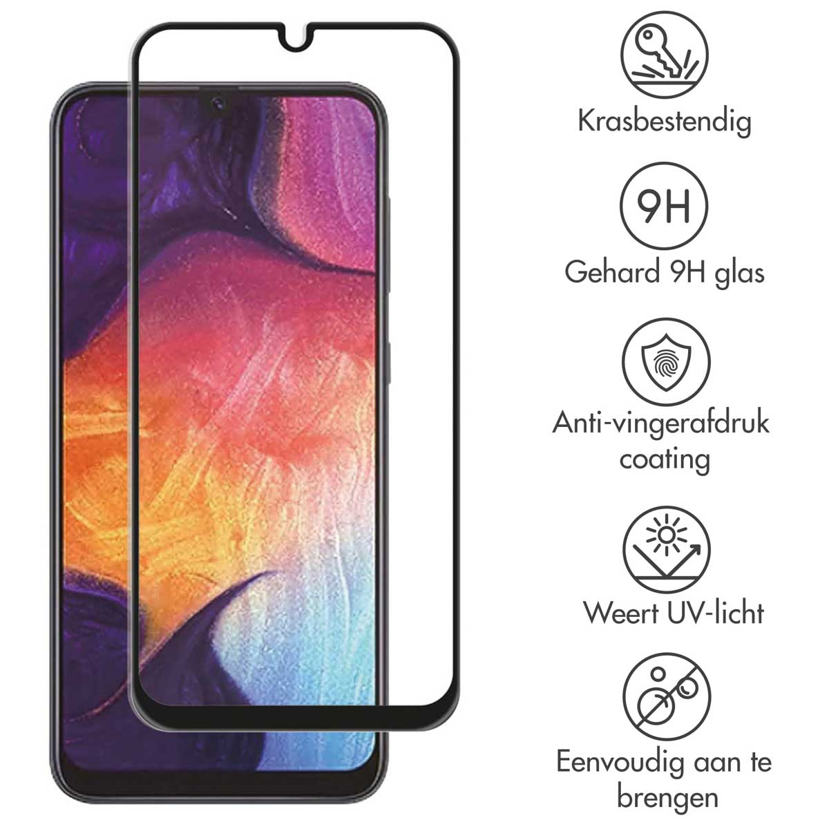 Accezz Gehard Glas Full Cover Screenprotector voor de Samsung Galaxy A50 / A30s / M31 - Zwart - Afbeelding 4
