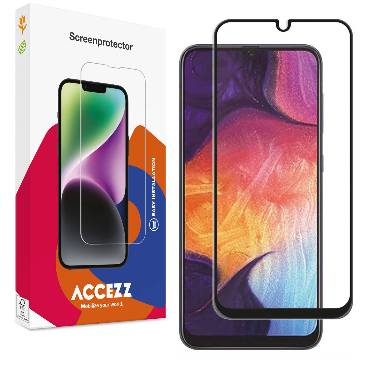 Accezz Gehard Glas Full Cover Screenprotector voor de Samsung Galaxy A50 / A30s / M31 - Zwart - Afbeelding 2
