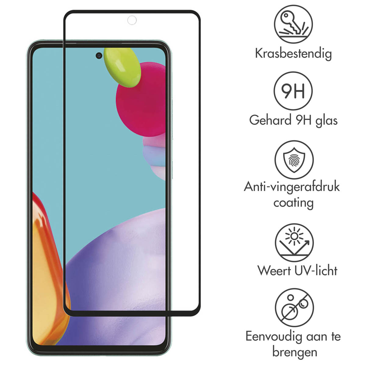 Accezz Gehard Glas Full Cover Screenprotector Samsung Galaxy A52(s) (5G/4G) / A53 - Afbeelding 4