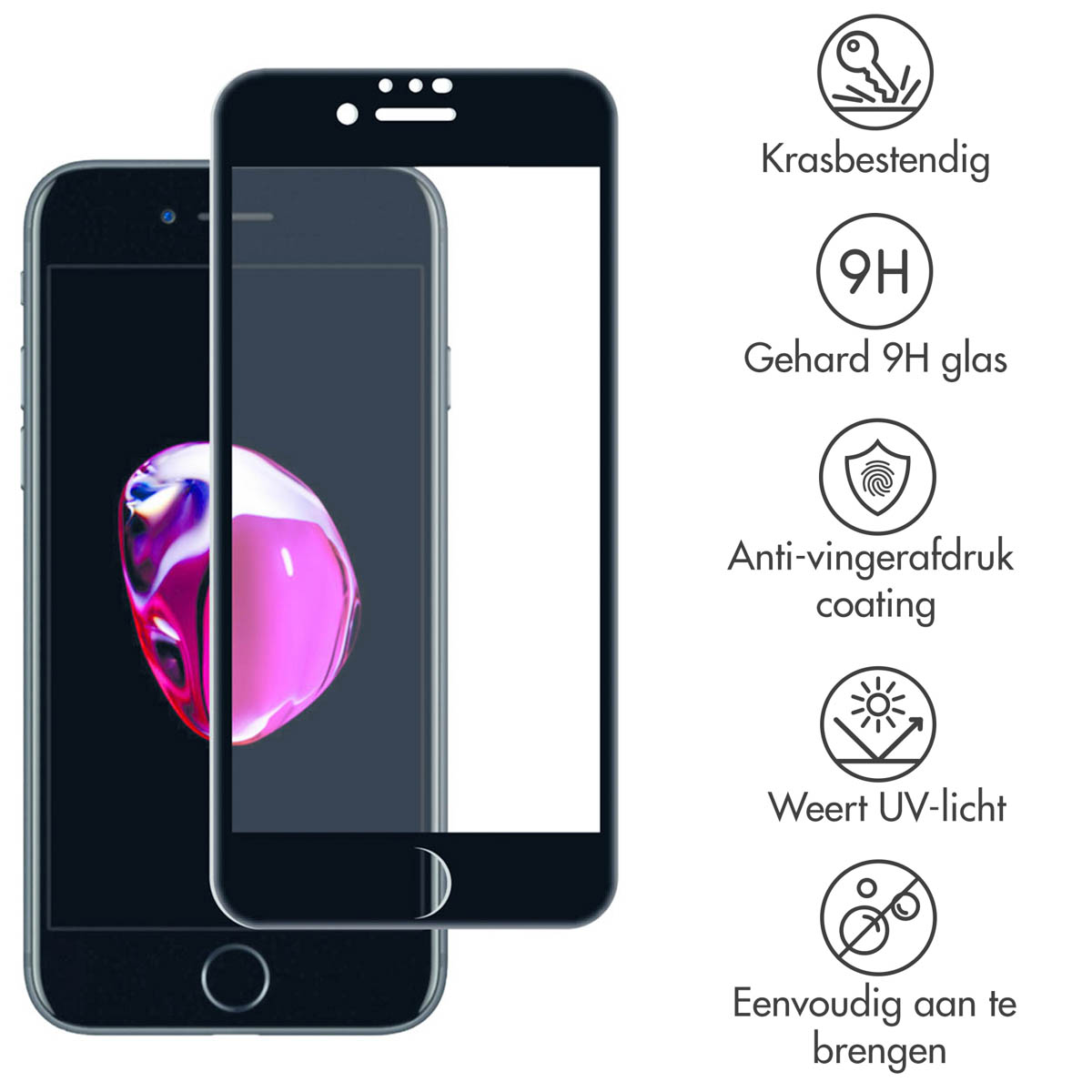 Accezz Gehard Glas Full Cover Screenprotector Apple iPhone SE (2022 / 2020) - Afbeelding 4