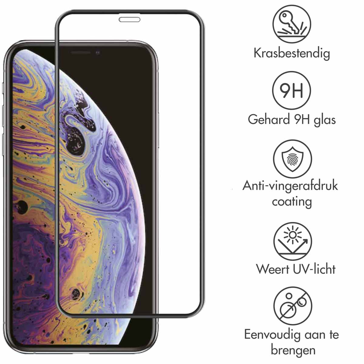 Accezz Gehard Glas Full Cover Screenprotector voor iPhone 11 Pro Max / Xs Max - Afbeelding 4