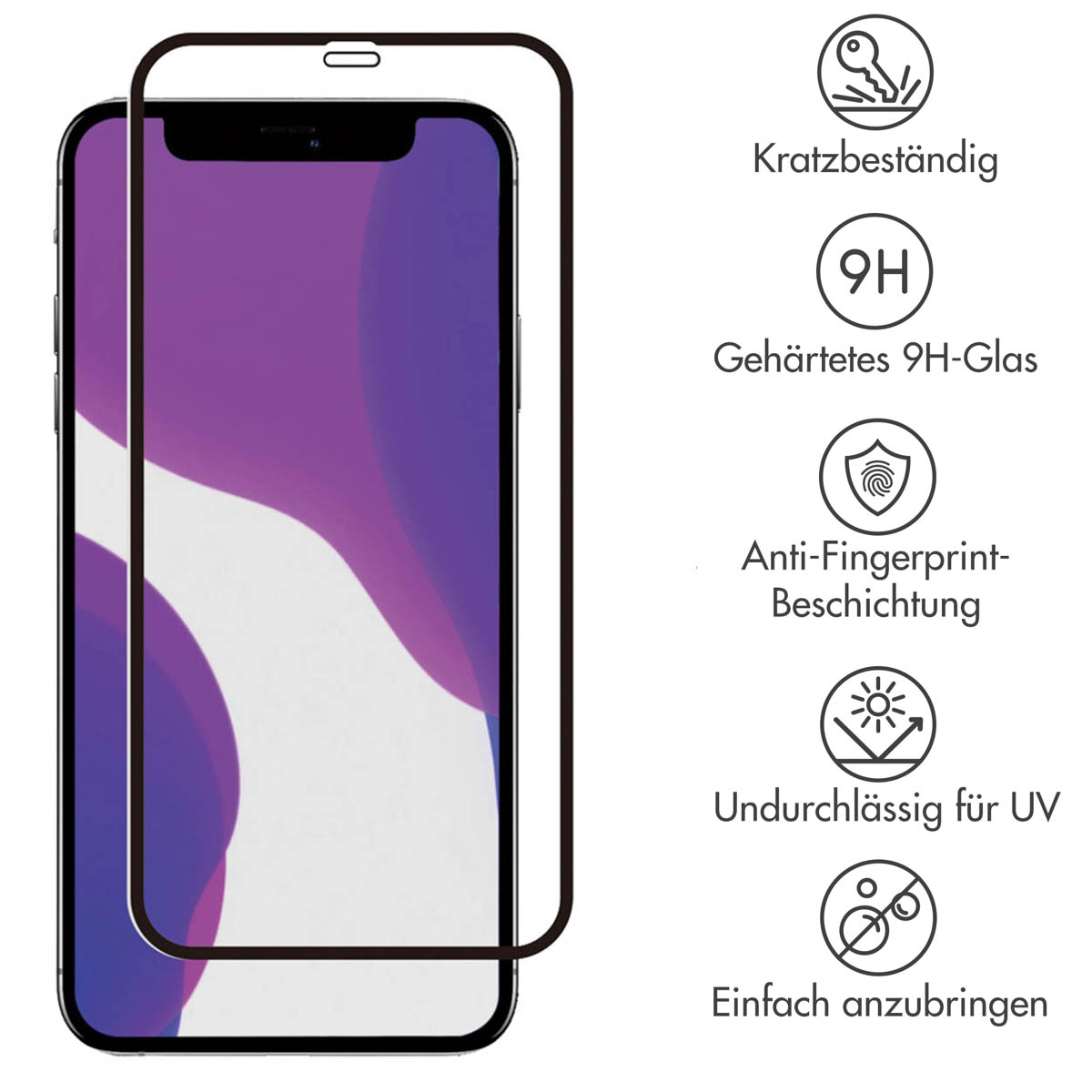 Accezz Gehard Glas Full Cover Screenprotector Apple iPhone 12 (Pro) - Afbeelding 5