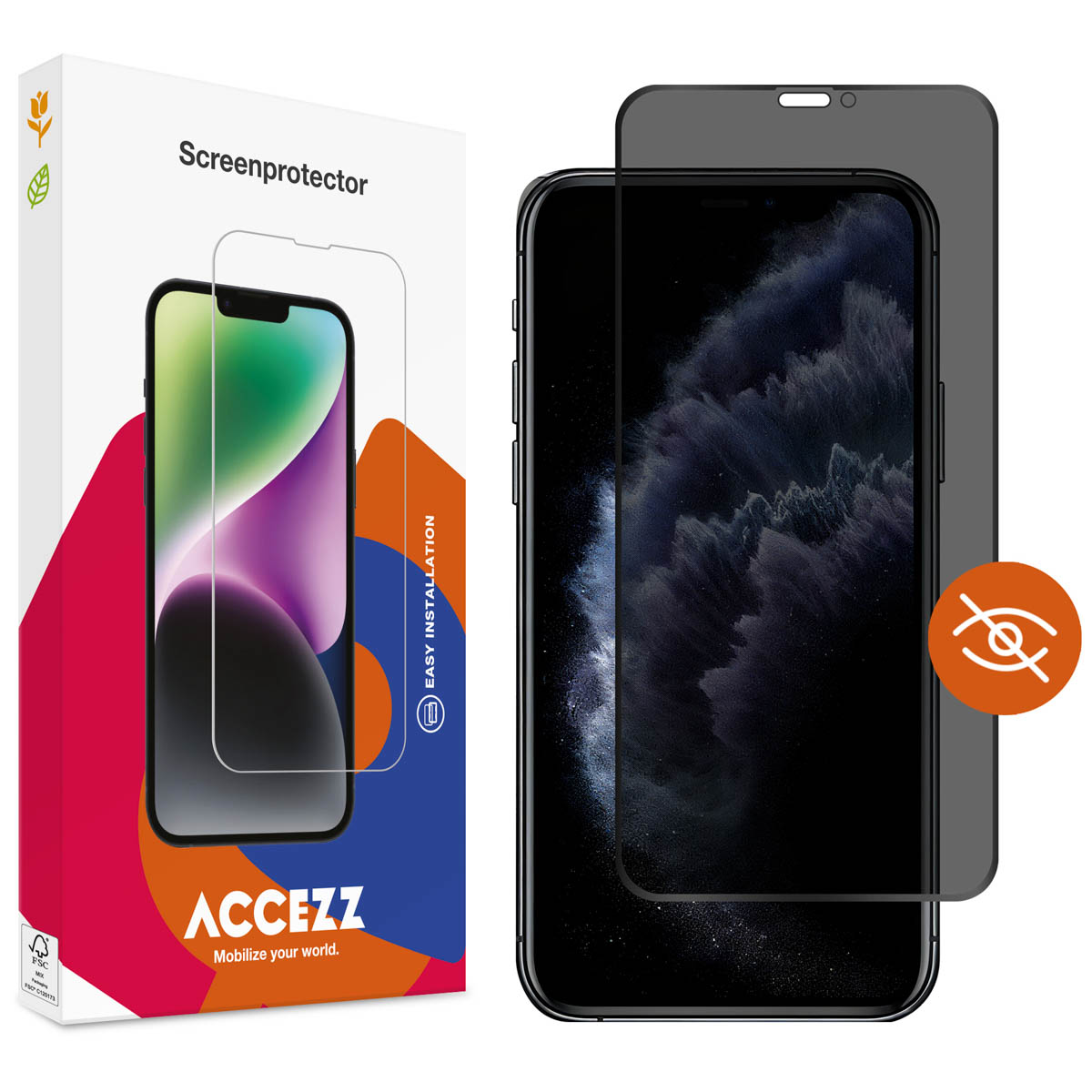 Accezz Gehard Glas Privacy Screenprotector Apple iPhone 11 Pro / Xs / X - Afbeelding 2