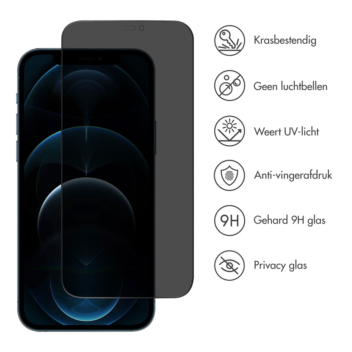 Accezz Gehard Glas Privacy Screenprotector Apple iPhone 12 (Pro) - Afbeelding 9