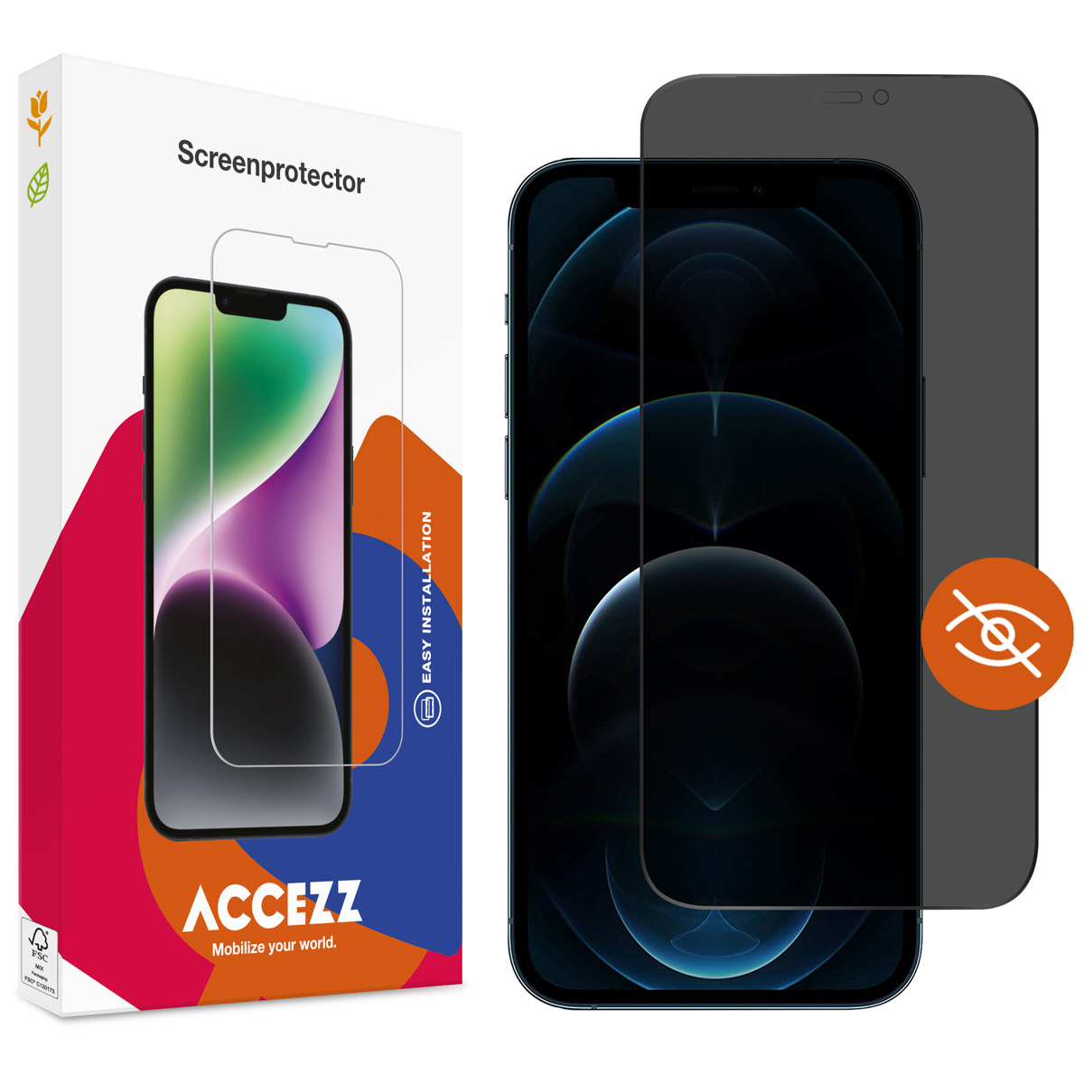 Accezz Gehard Glas Privacy Screenprotector Apple iPhone 12 (Pro) - Afbeelding 3