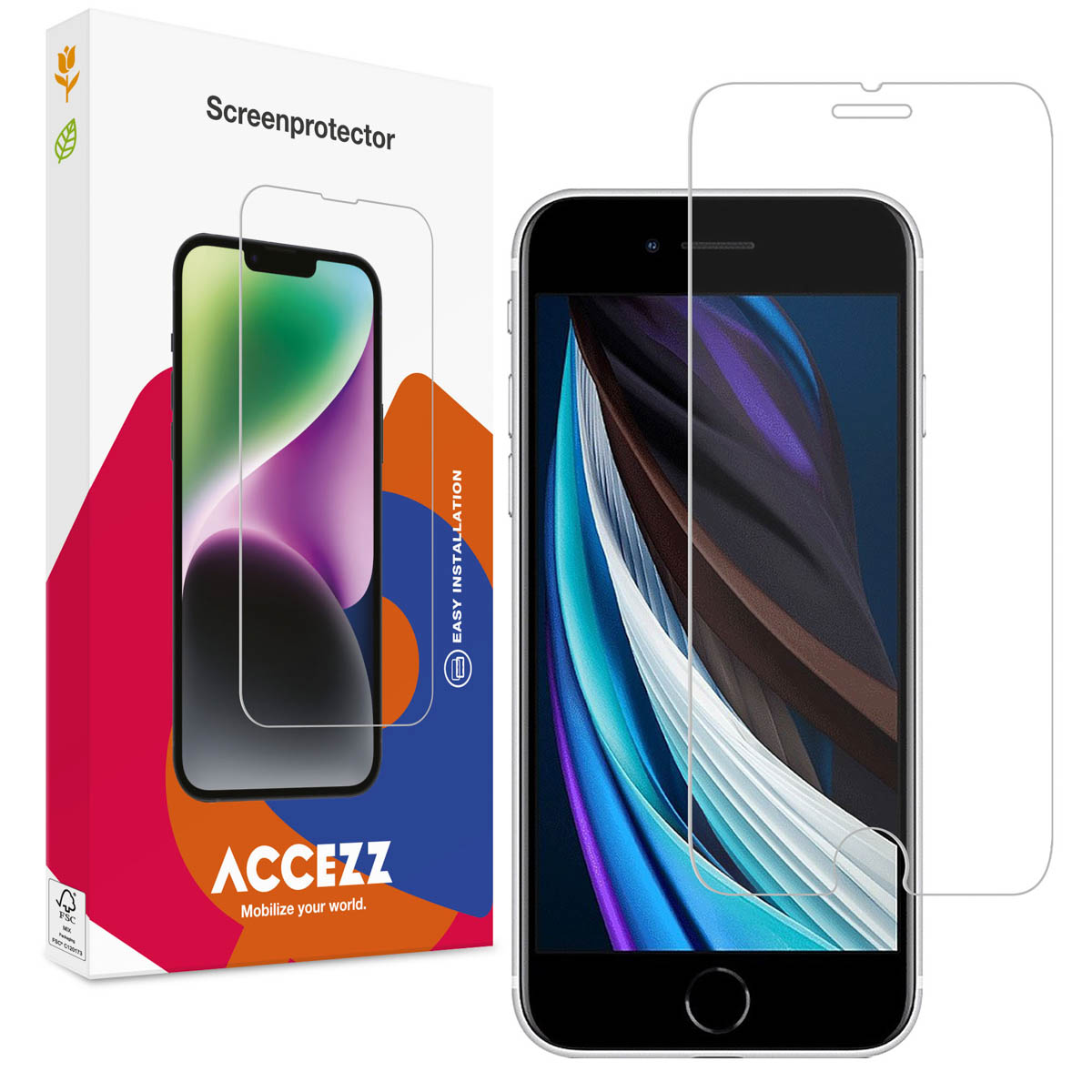 Accezz Gehard Glas Screenprotector 2-pack Apple iPhone SE (2022 / 2020) - Afbeelding 3
