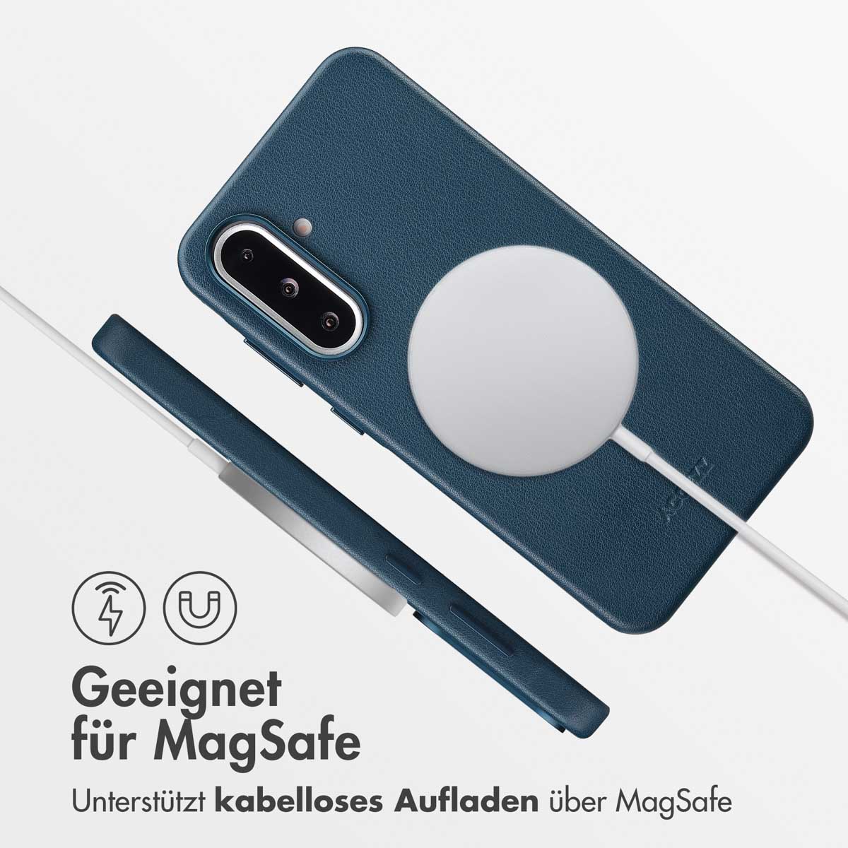 Accezz MagSafe Leather Backcover Samsung Galaxy A36 / A56 - Nightfall Blue - Afbeelding 7