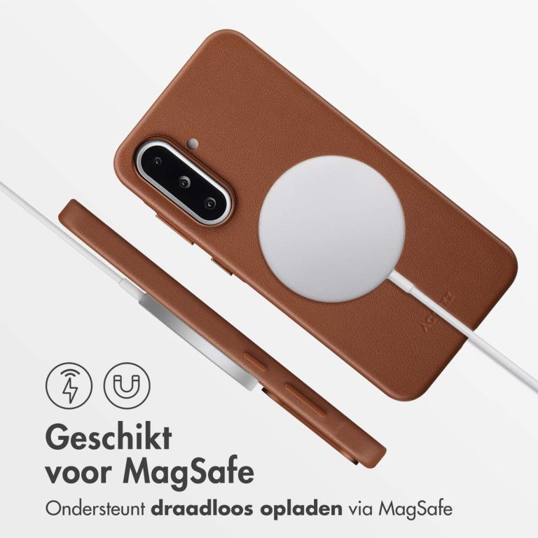 Accezz MagSafe Leather Backcover Samsung Galaxy A36 / A56 - Coffee Brown - Afbeelding 6