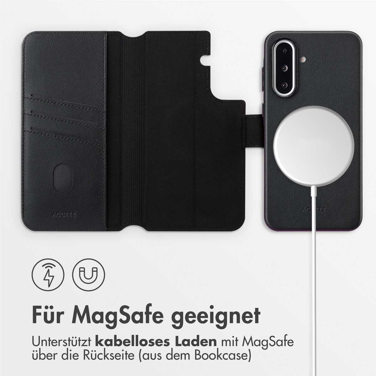 Accezz Leather Bookcase 2-in-1 met MagSafe Samsung Galaxy A36 / A56 - Onyx Black - Afbeelding 5