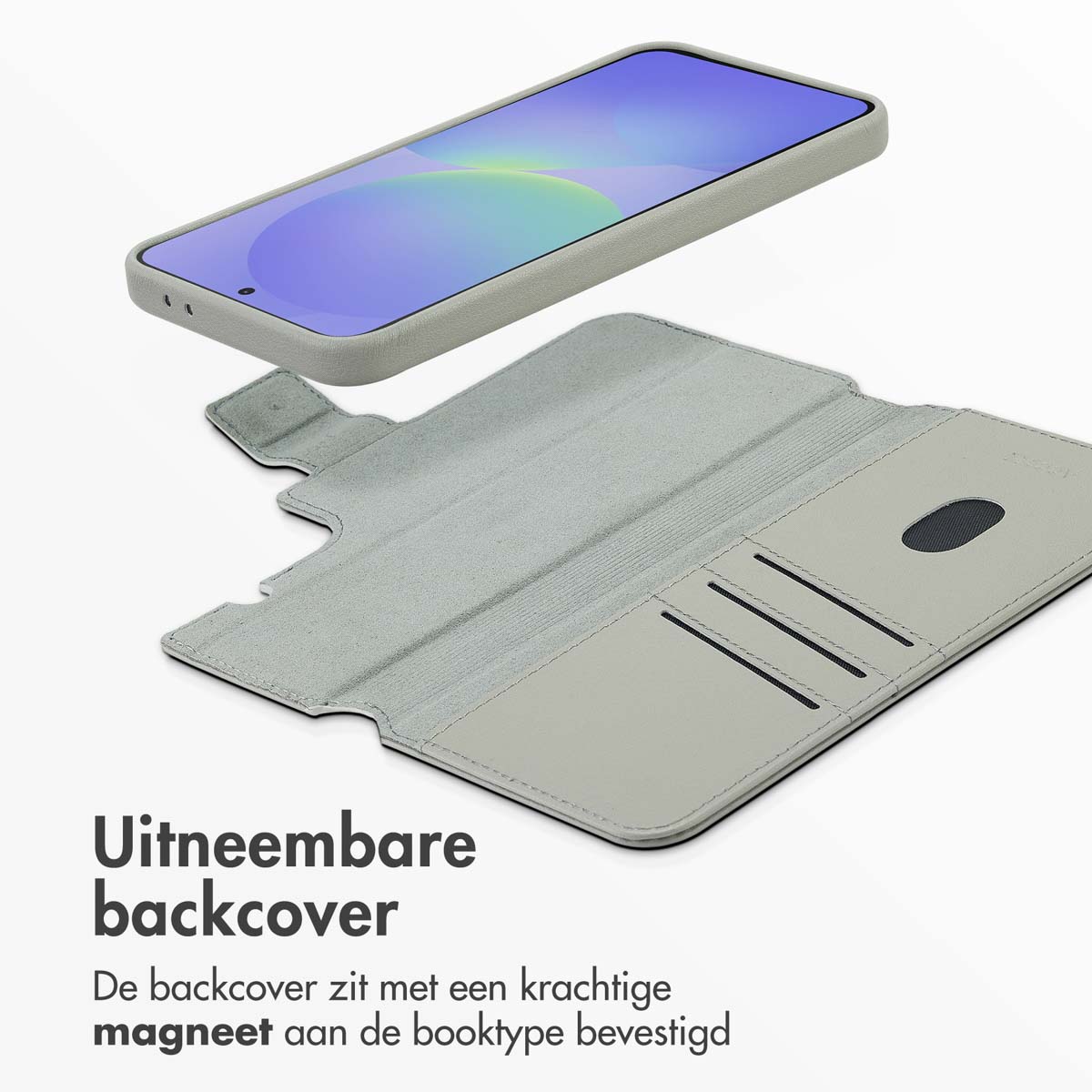 Accezz Leather Bookcase 2-in-1 met MagSafe Samsung Galaxy A36 / A56 - Light Grey - Afbeelding 4