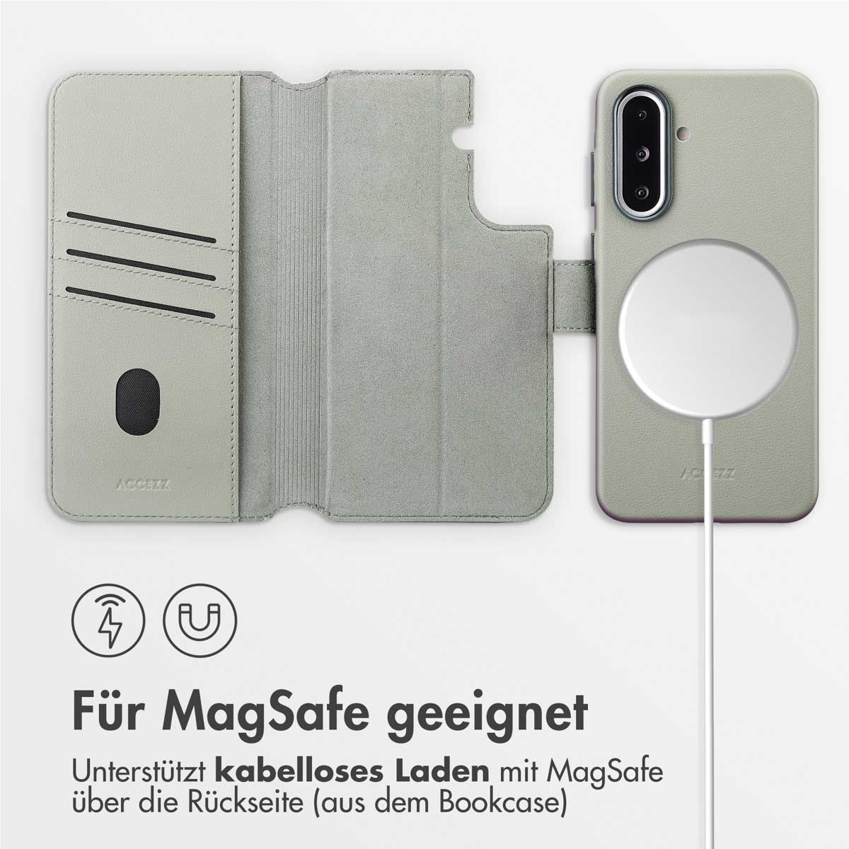 Accezz Leather Bookcase 2-in-1 met MagSafe Samsung Galaxy A36 / A56 - Light Grey - Afbeelding 6