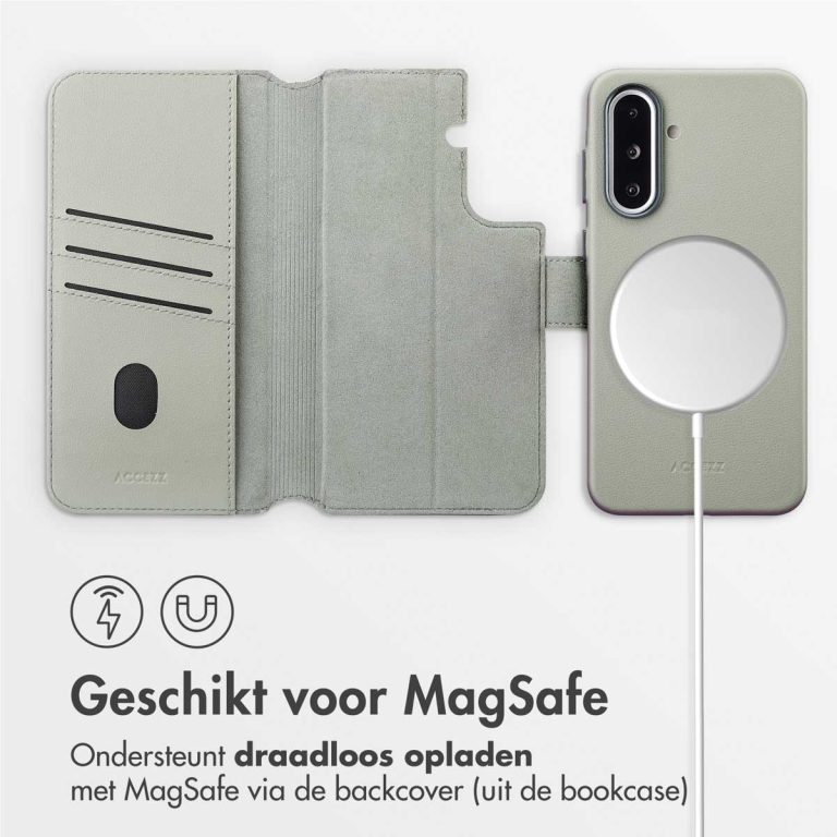 Accezz Leather Bookcase 2-in-1 met MagSafe Samsung Galaxy A36 / A56 - Light Grey - Afbeelding 7