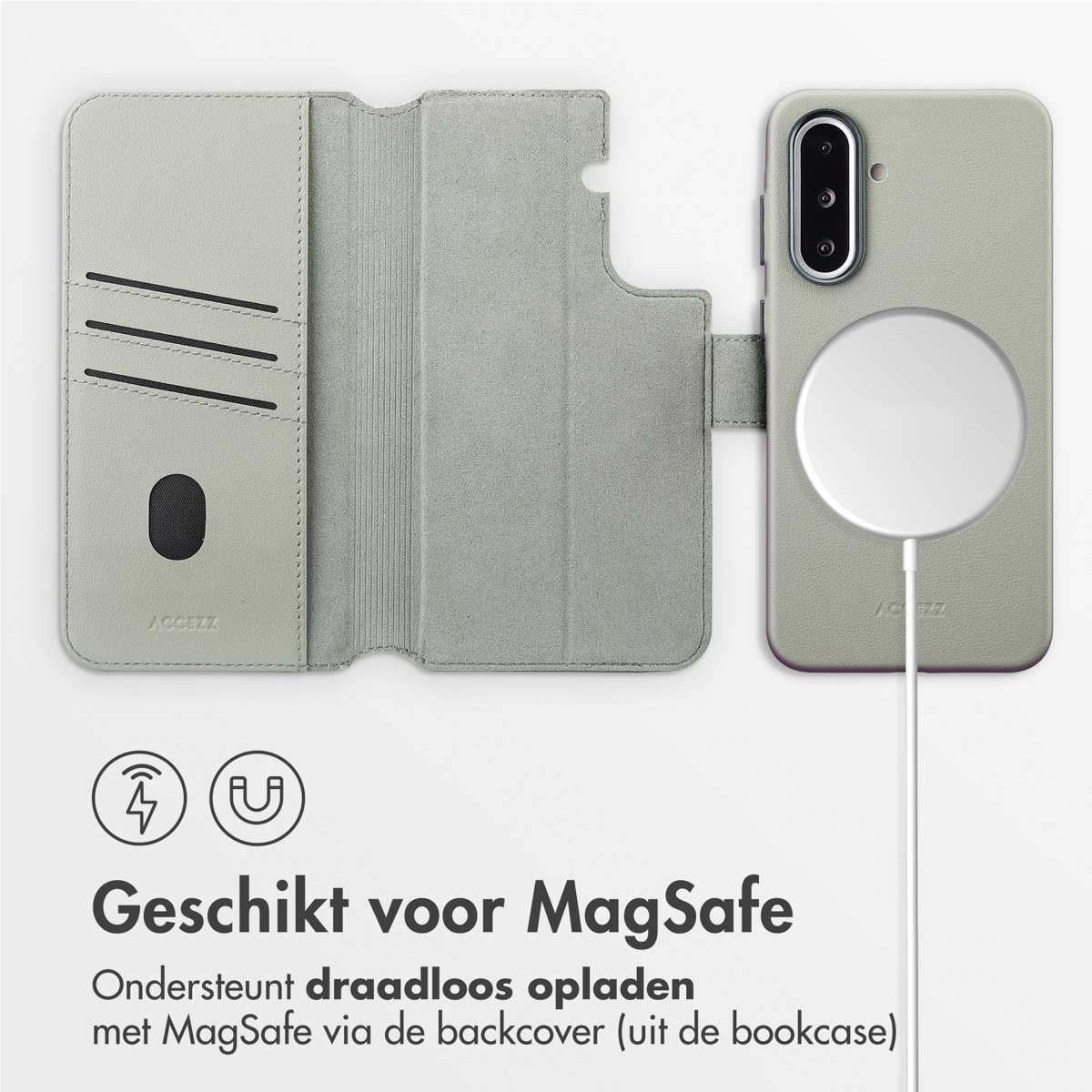 Accezz Leather Bookcase 2-in-1 met MagSafe Samsung Galaxy A36 / A56 - Light Grey - Afbeelding 5