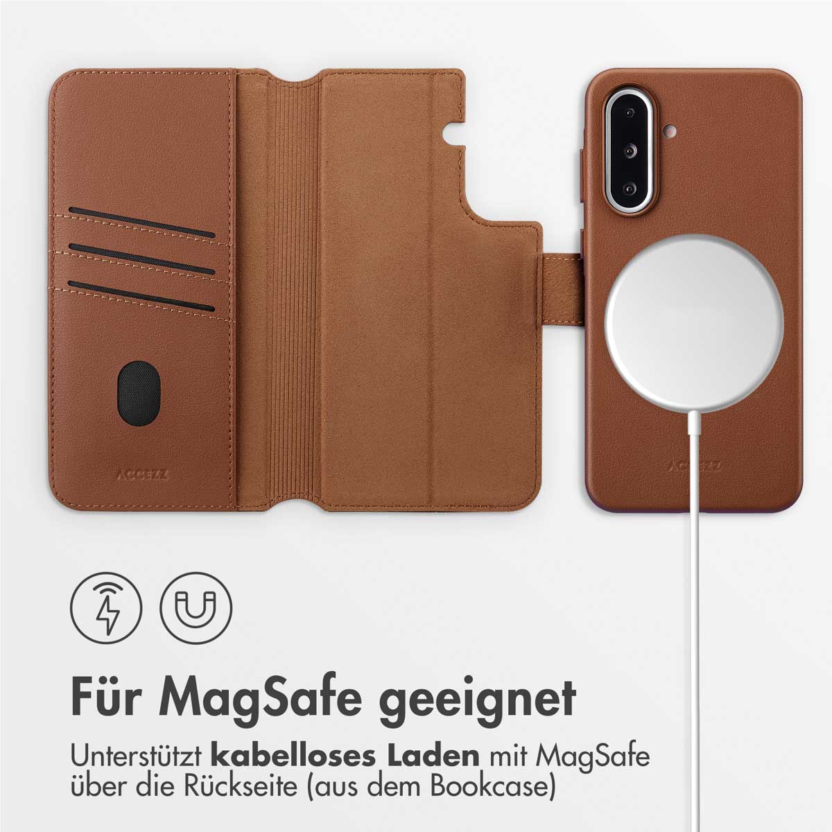 Accezz Leather Bookcase 2-in-1 met MagSafe Samsung Galaxy A36 / A56 - Coffee Brown - Afbeelding 6