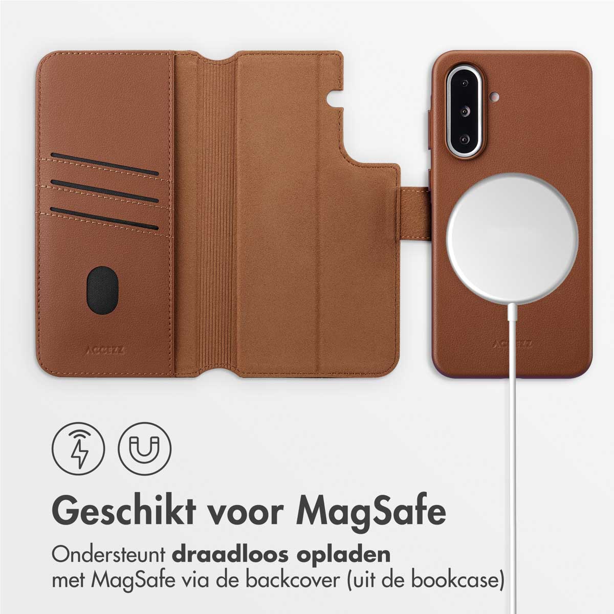 Accezz Leather Bookcase 2-in-1 met MagSafe Samsung Galaxy A36 / A56 - Coffee Brown - Afbeelding 7