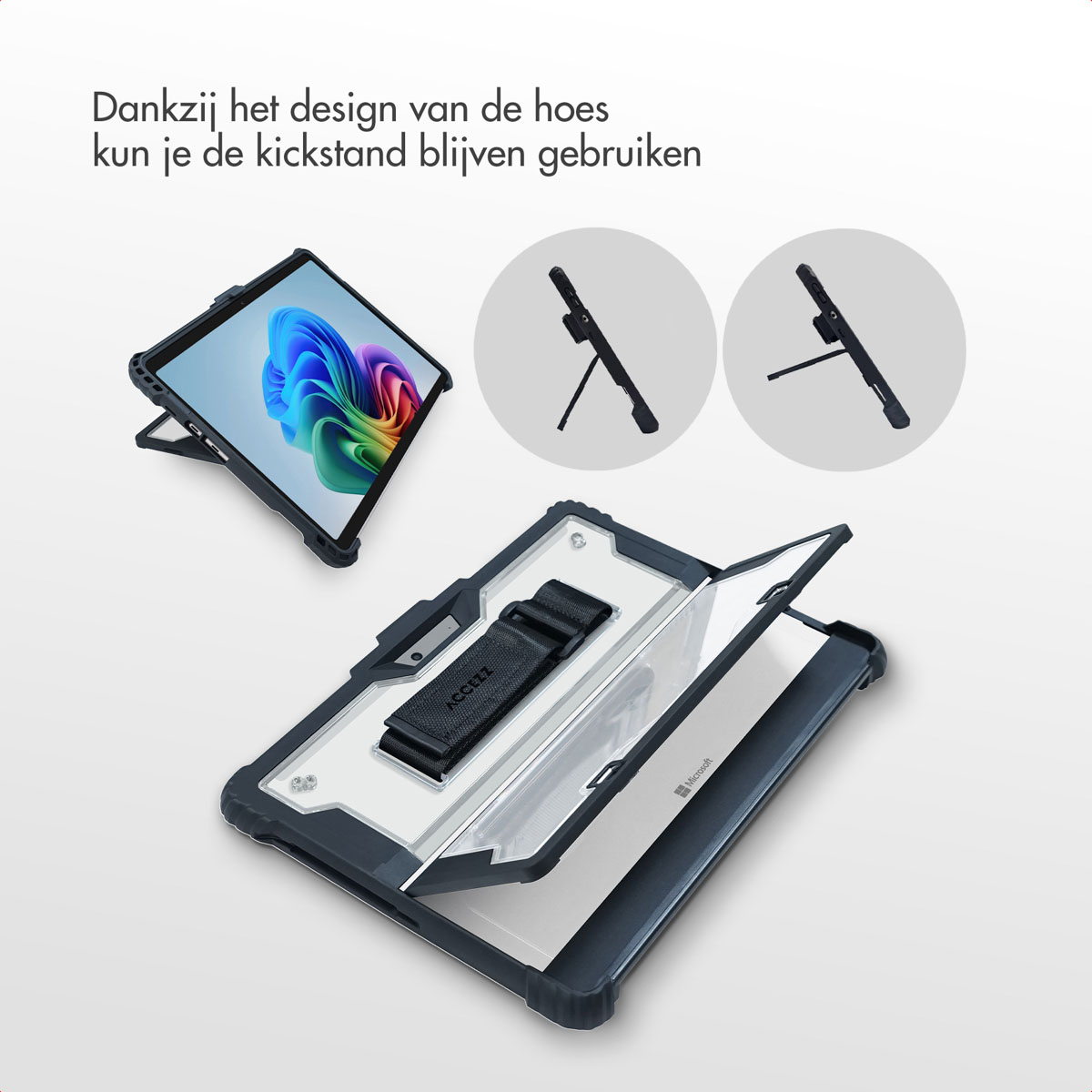 Accezz Rugged case met stand Microsoft Surface Pro 9 / Pro 10 / Pro 11 - Zwart - Afbeelding 9