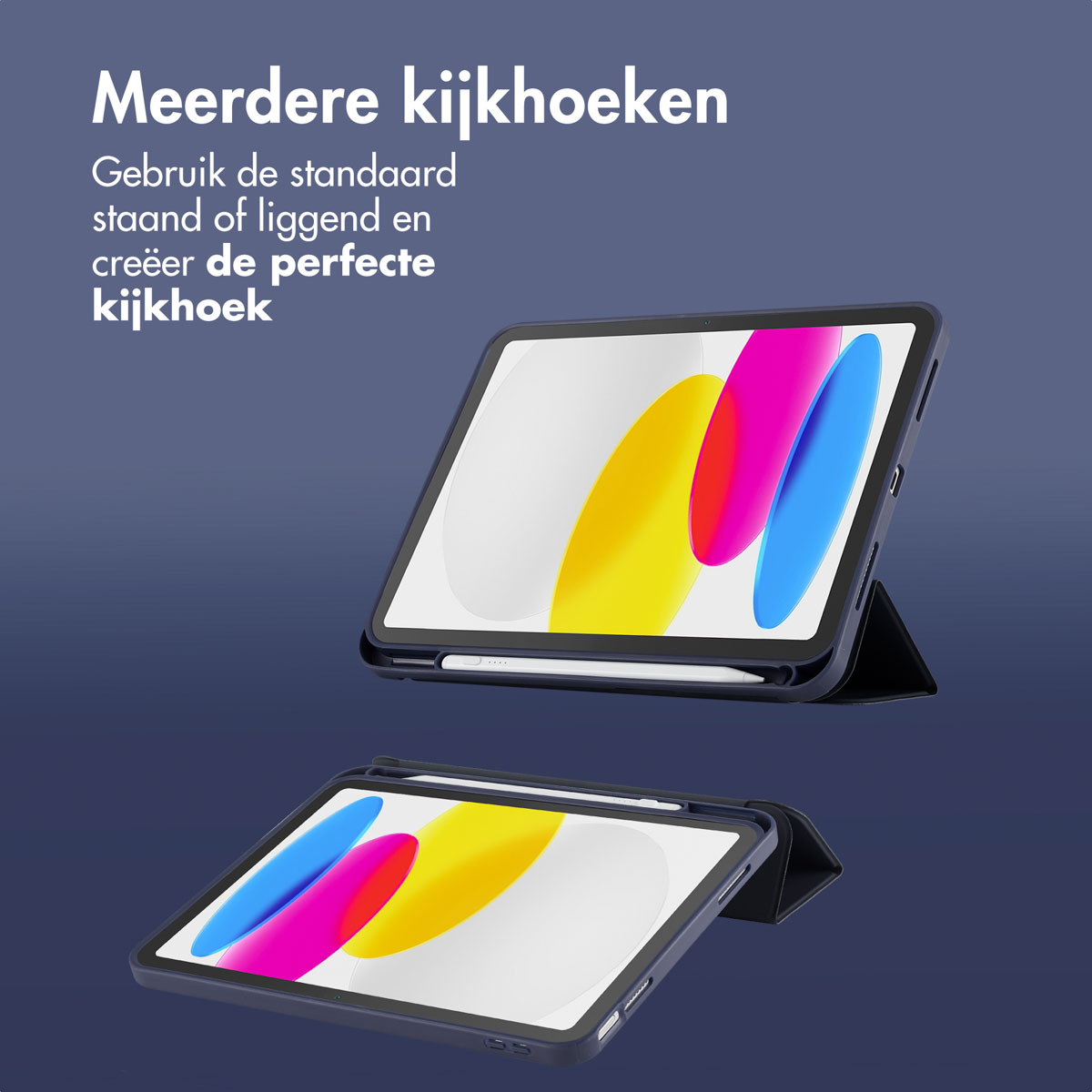 Accezz Smart Silicone Bookcase Apple iPad 11 (2025) 11 inch A16 / iPad 10 (2022) 10.9 inch - Donkerblauw - Afbeelding 5