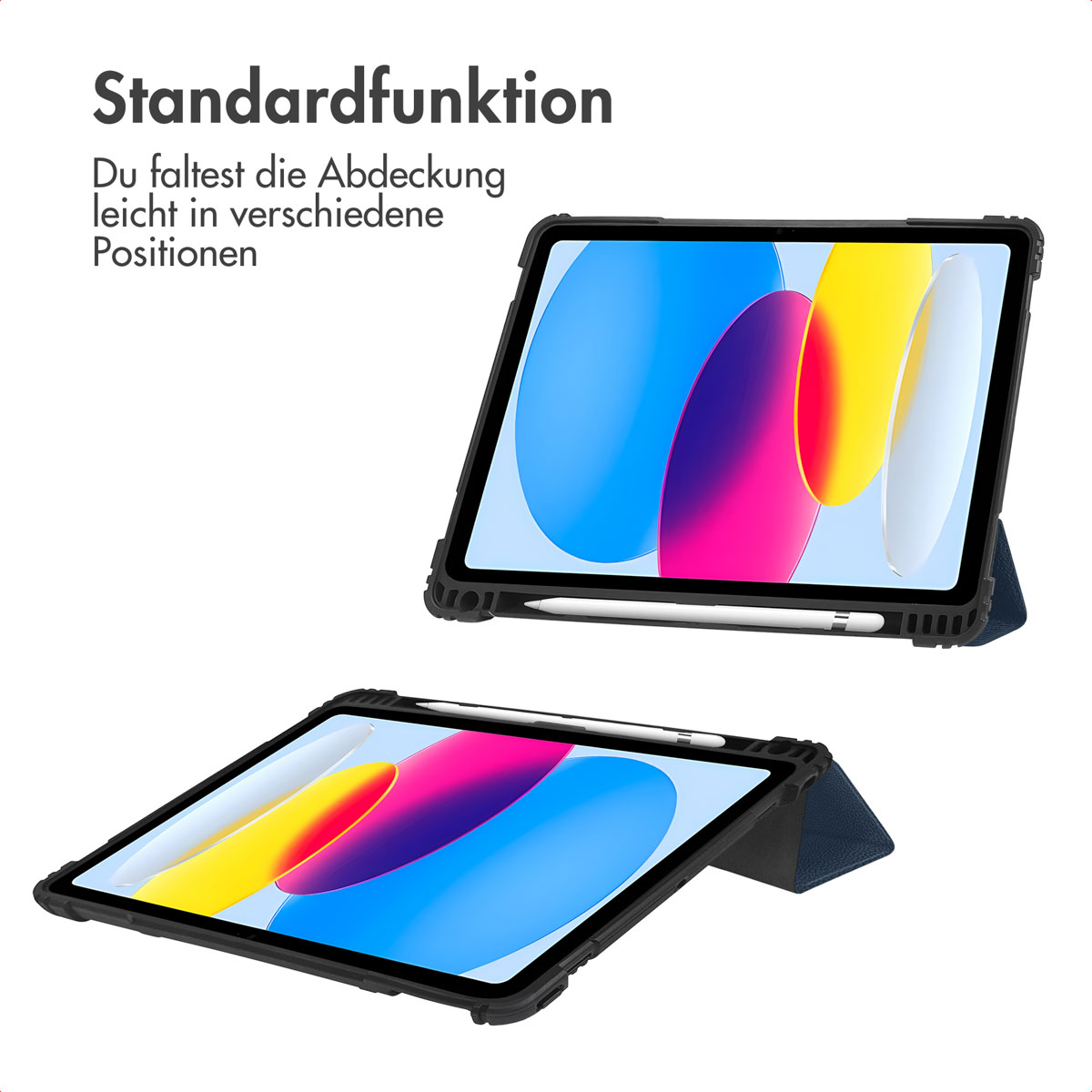 Accezz Rugged Trifold Bookcase Apple iPad 11 (2025) 11 inch A16 / iPad 10 (2022) 10.9 inch - Donkerblauw - Afbeelding 4