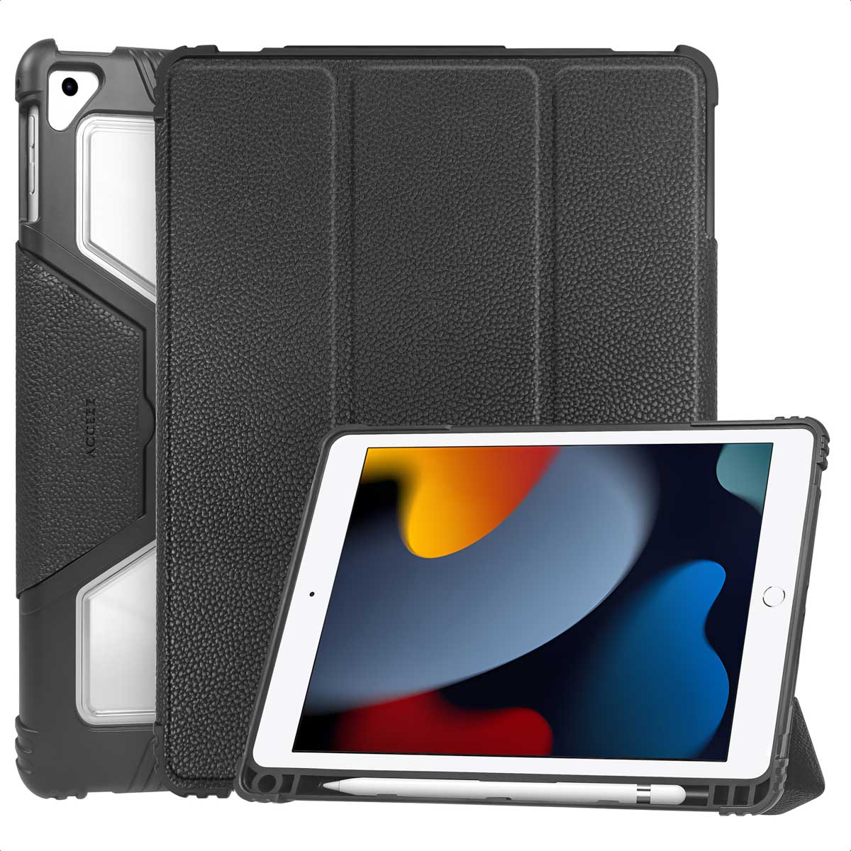 Accezz Rugged Trifold Bookcase Apple iPad 9 (2021) 10.2 inch / iPad 8 (2020) 10.2 inch / iPad 7 (2019) 10.2 inch – Zwart