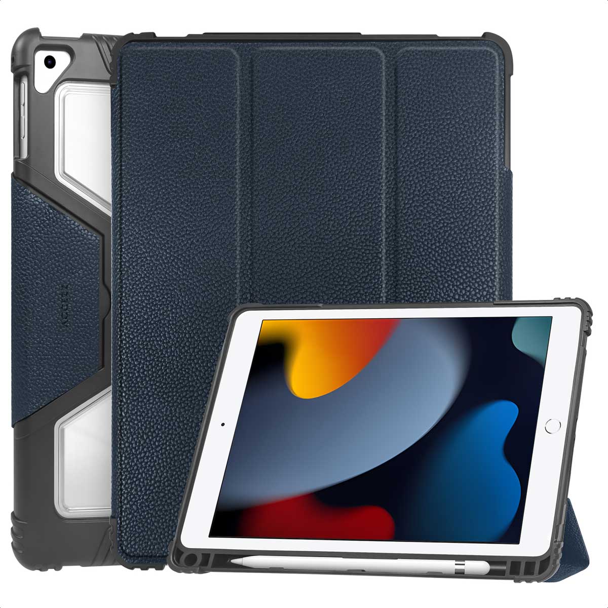 Accezz Rugged Trifold Bookcase Apple iPad 9 (2021) 10.2 inch / iPad 8 (2020) 10.2 inch / iPad 7 (2019) 10.2 inch – Donkerblauw