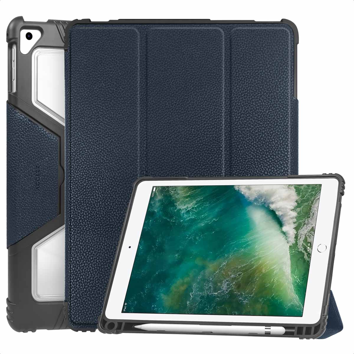 Accezz Rugged Trifold Bookcase Apple iPad 6 (2018) 9.7 inch / iPad 5 (2017) 9.7 inch / Air 2 (2014)/Air 1 (2013) - Donkerblauw - Afbeelding 2