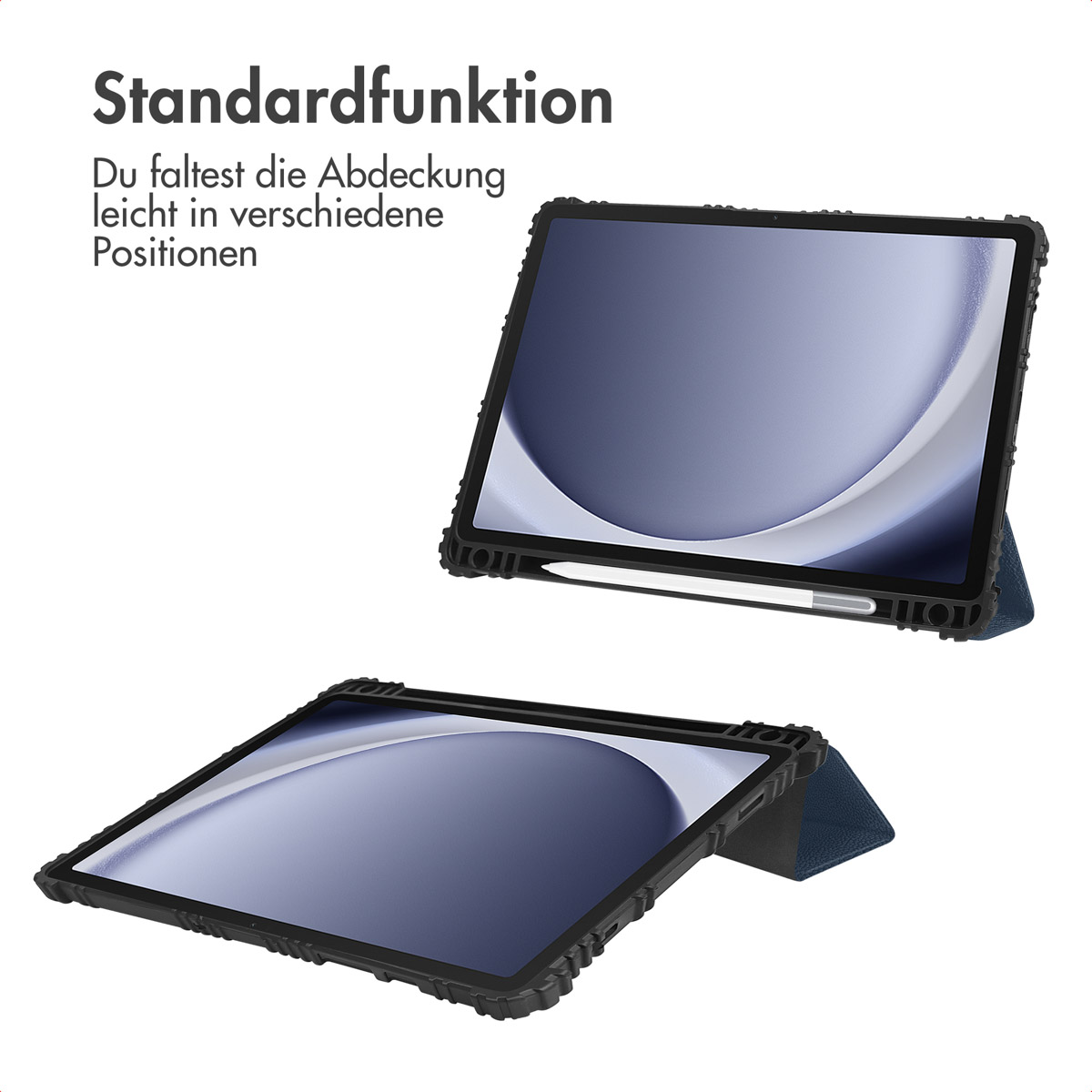 Accezz Rugged Trifold Bookcase Samsung Galaxy Tab A11 Plus / A9 Plus - Donkerblauw - Afbeelding 4