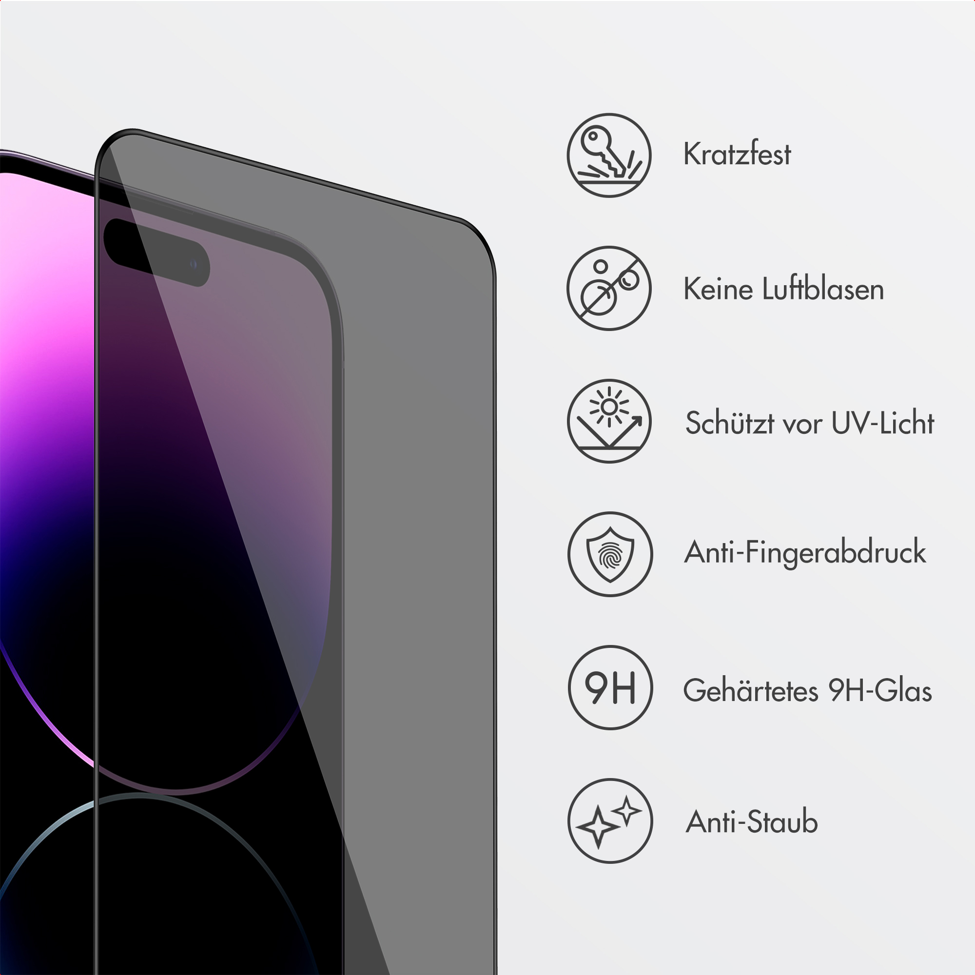 Accezz Gehard Glas Privacy Screenprotector + Applicator Apple iPhone 13 / 13 Pro / 14 / 16e - Afbeelding 10