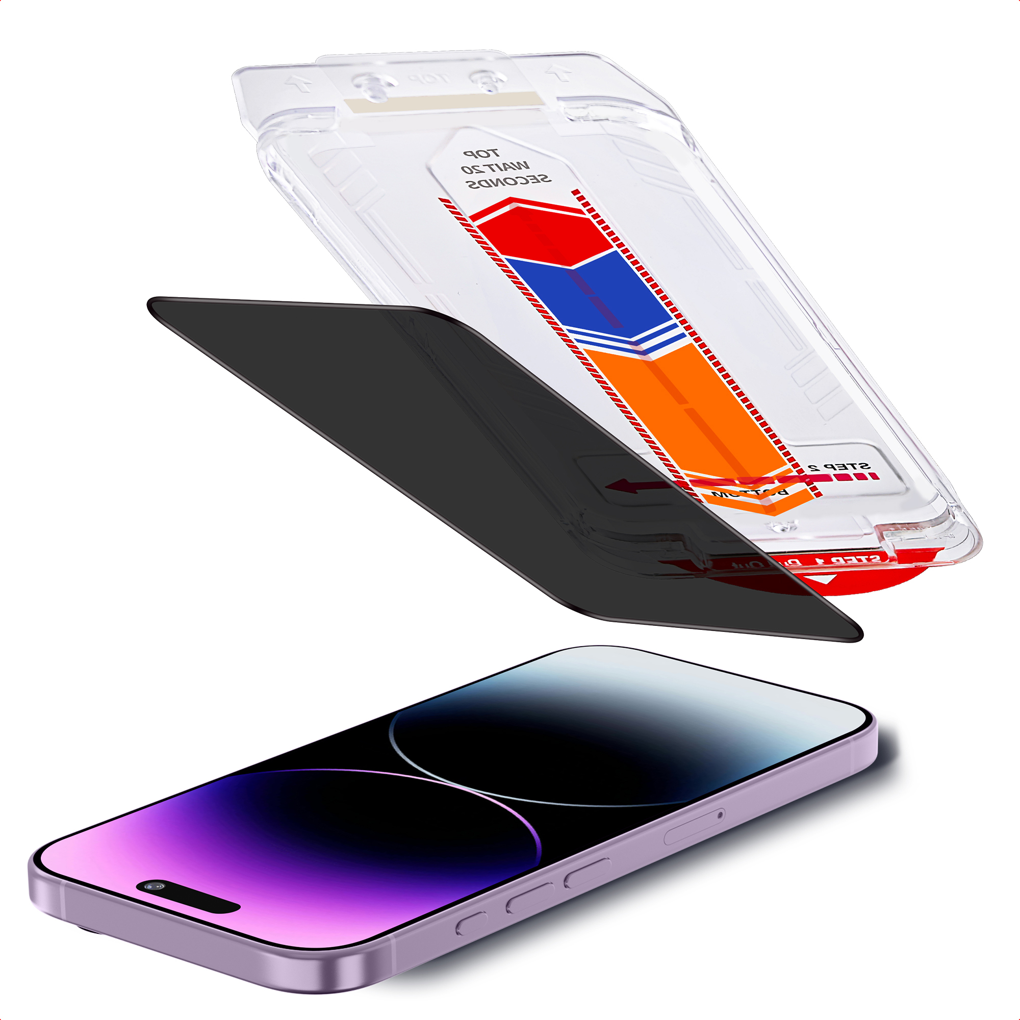 Accezz Gehard Glas Privacy Screenprotector + Applicator Apple iPhone 13 / 13 Pro / 14 / 16e - Afbeelding 2