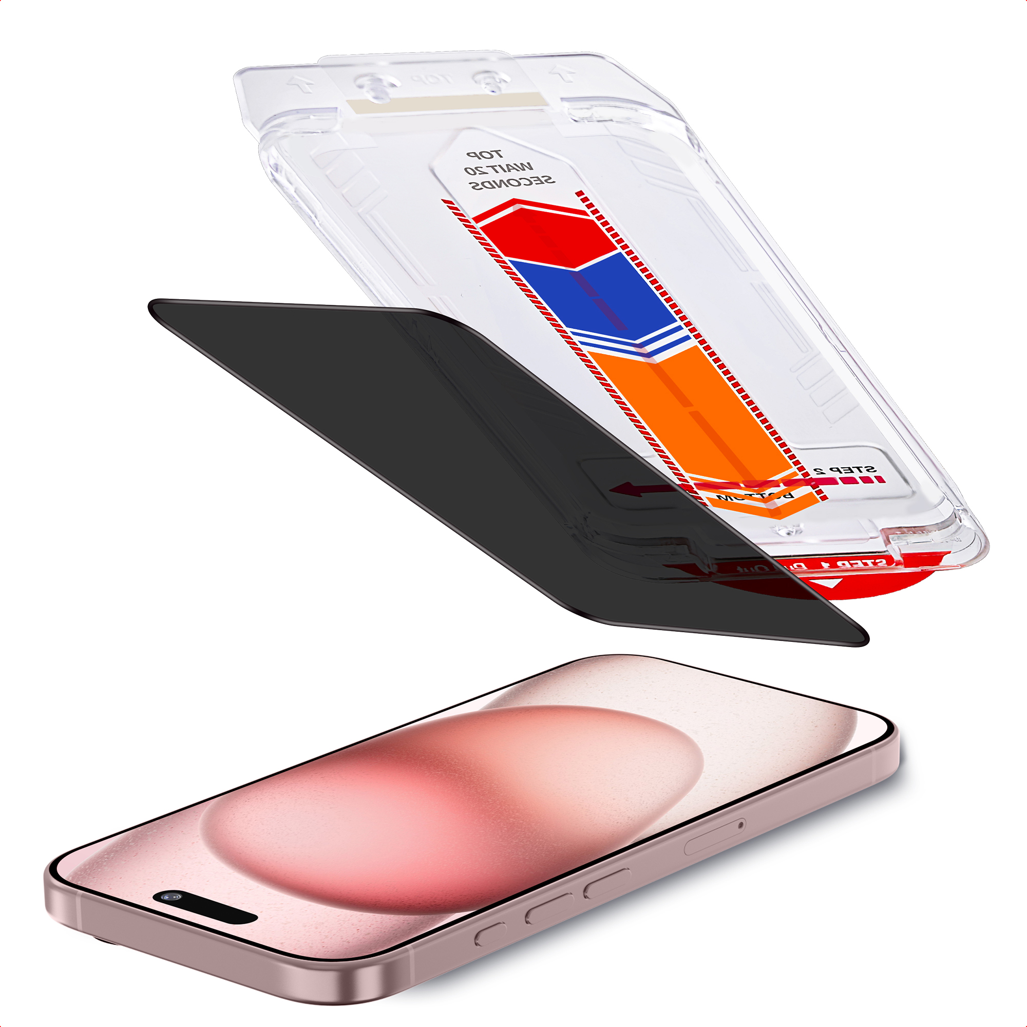 Accezz Gehard Glas Privacy Screenprotector + Applicator Apple iPhone 16 / 15 - Afbeelding 3