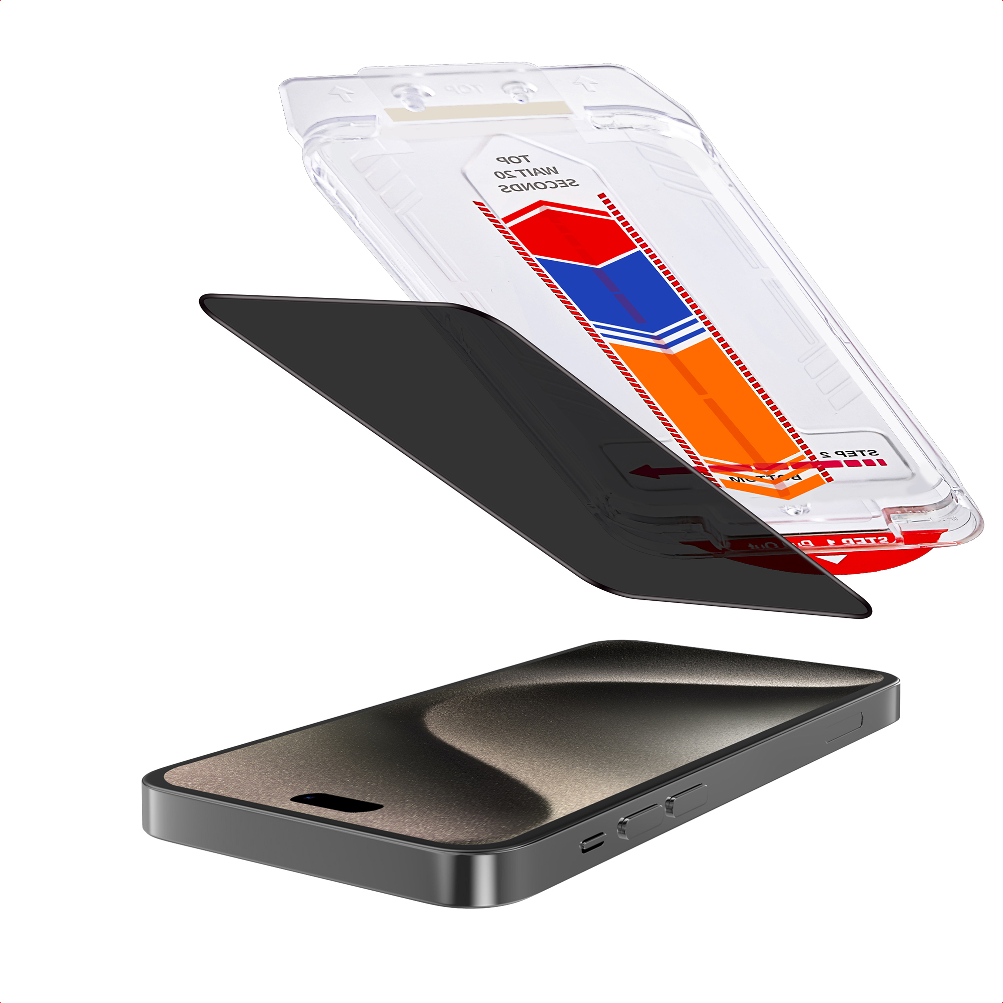 Accezz Gehard Glas Privacy Screenprotector + Applicator Apple iPhone 16 Plus / 15 Plus - Afbeelding 2