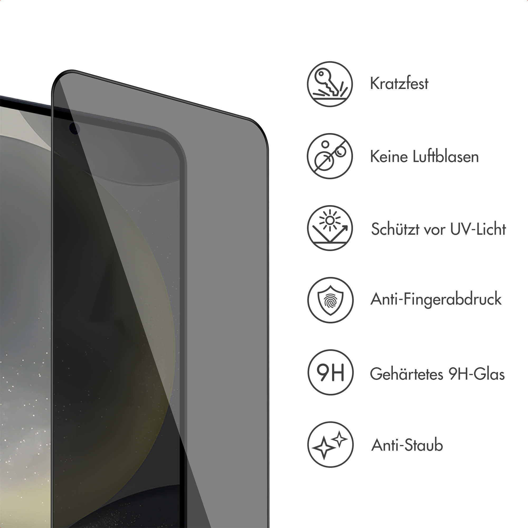 Accezz Gehard Glas Privacy Screenprotector + Applicator Samsung Galaxy S24 / S25 - Afbeelding 10