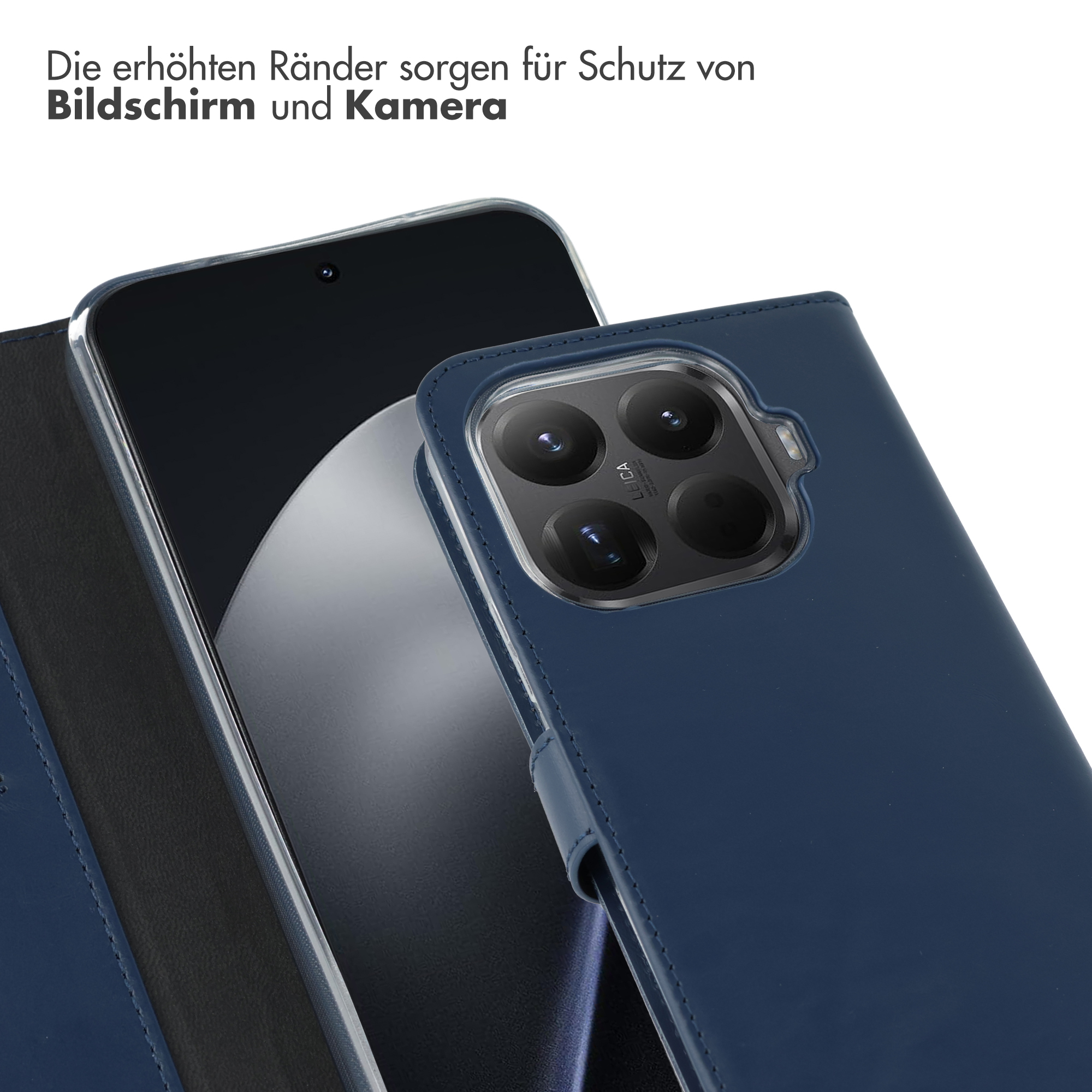Selencia Echt Leren Bookcase Xiaomi 15T Pro - Donkerblauw - Afbeelding 10