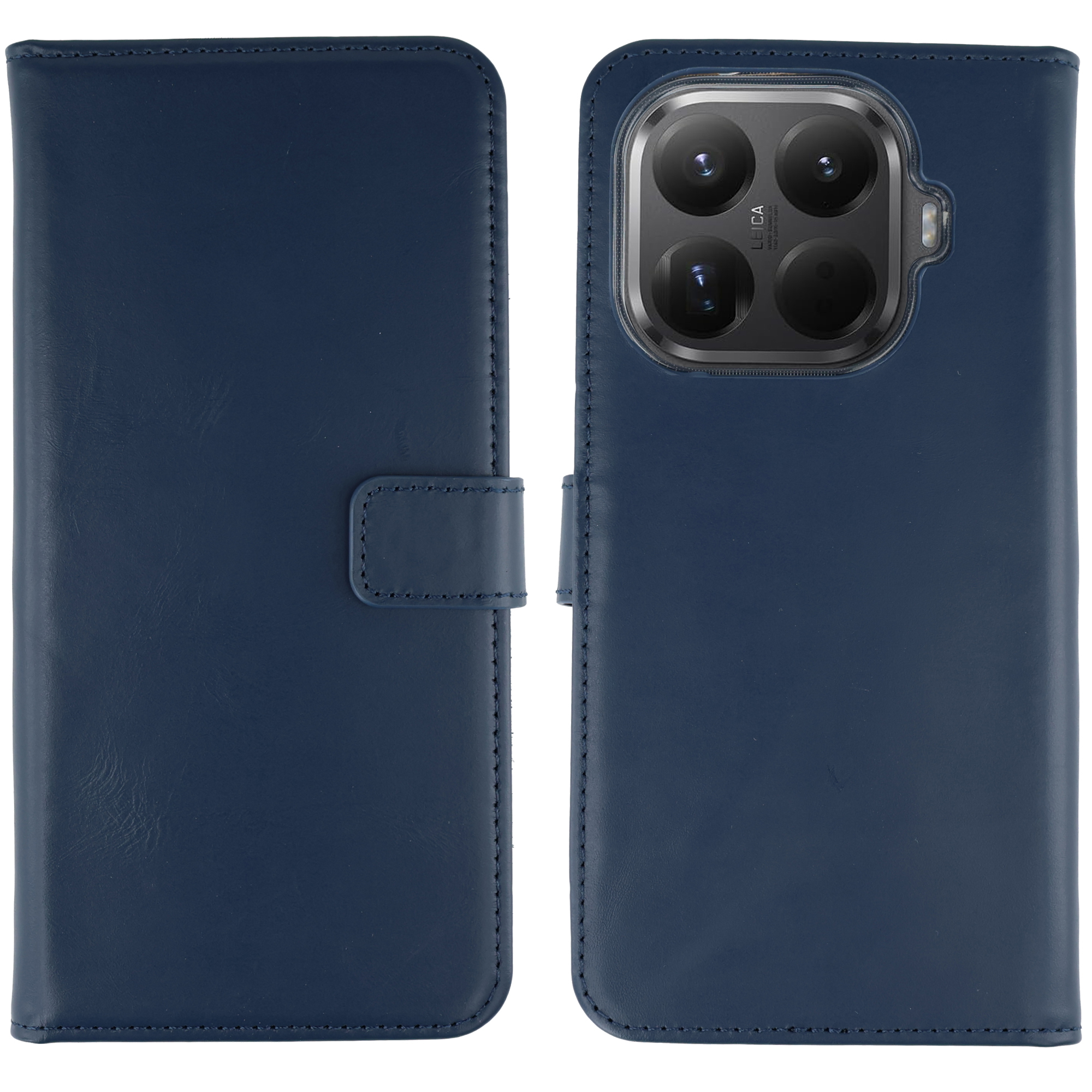 Selencia Echt Leren Bookcase Xiaomi 15T Pro - Donkerblauw - Afbeelding 3