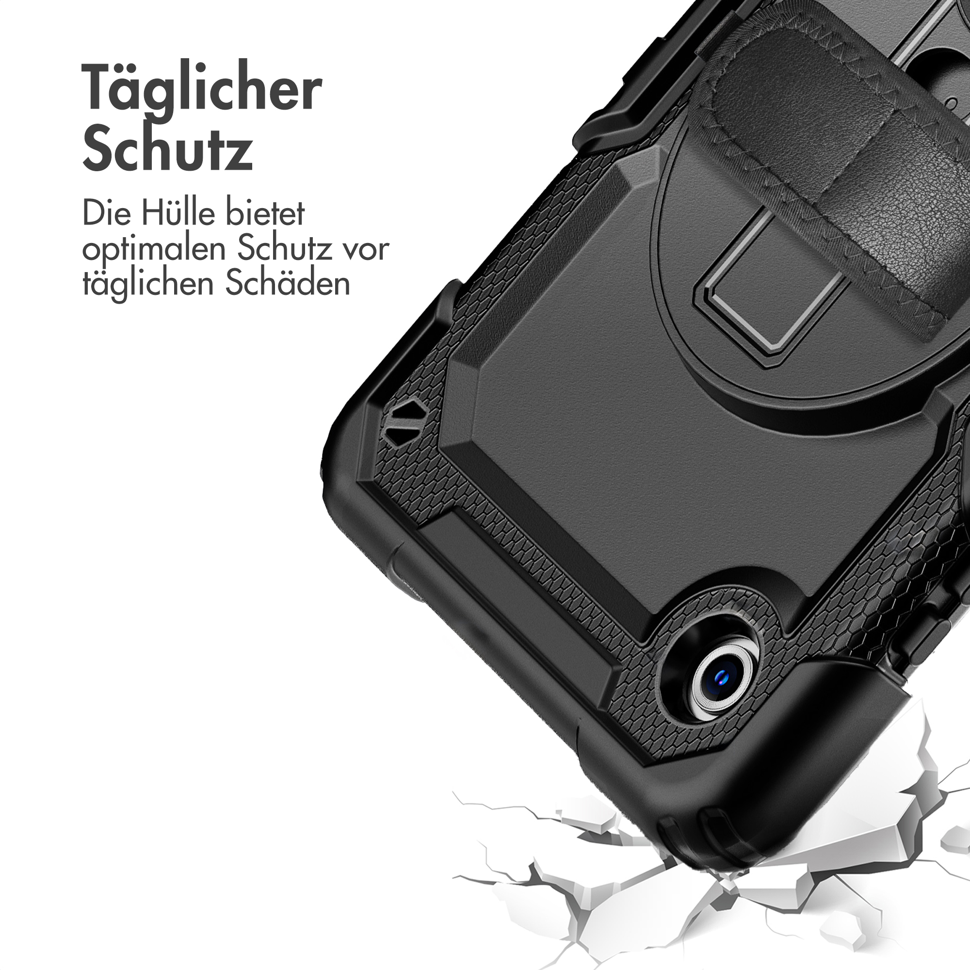 Accezz Rugged Backcover met schouderstrap Samsung Galaxy Tab A11 Plus - Zwart - Afbeelding 5