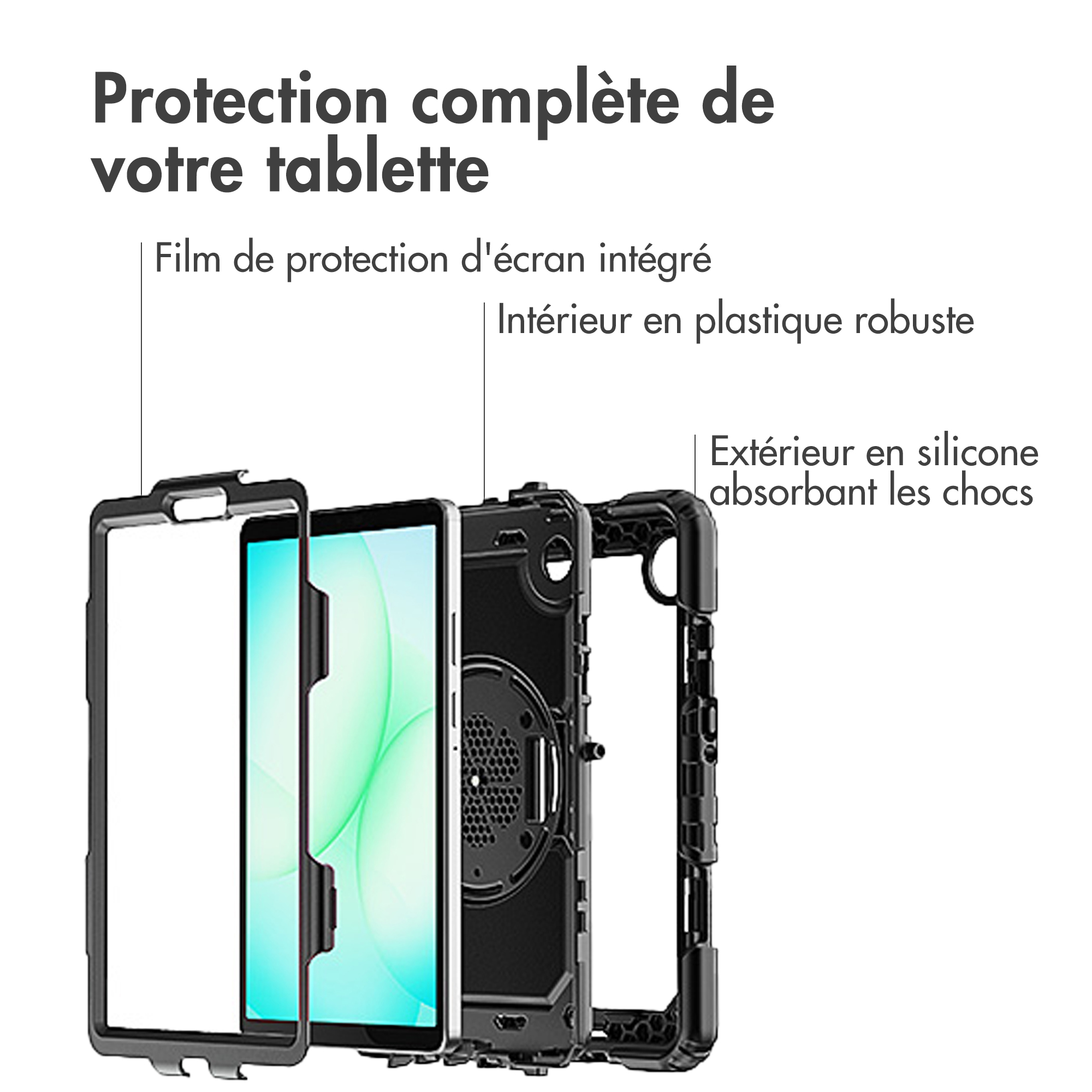 Accezz Rugged Backcover met schouderstrap Samsung Galaxy Tab A11 Plus - Zwart - Afbeelding 7