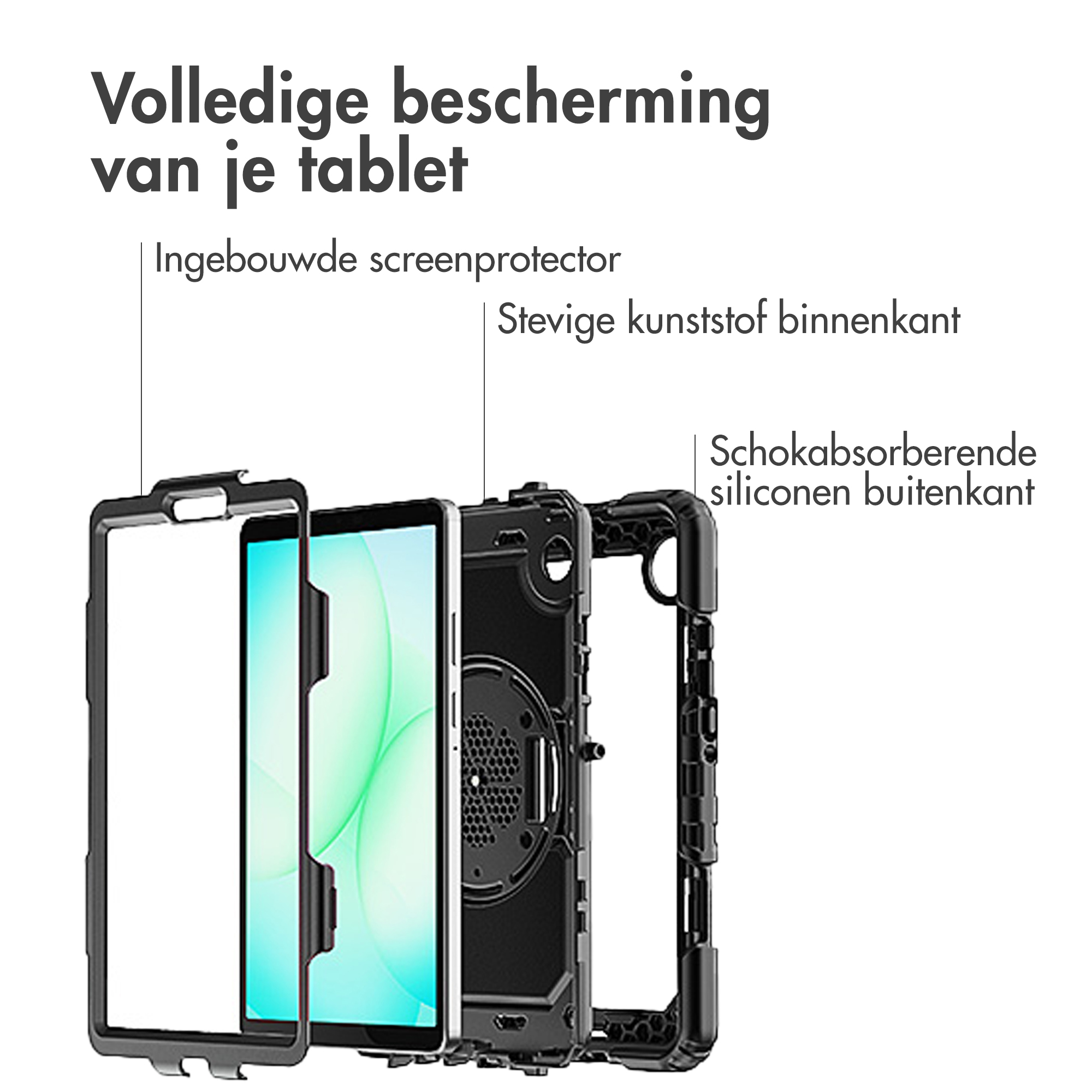 Accezz Rugged Backcover met schouderstrap Samsung Galaxy Tab A11 Plus - Zwart - Afbeelding 8