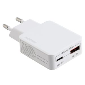 Accezz Ultra Slim GaN Oplader - USB-C + USB-A - 45W - Wit