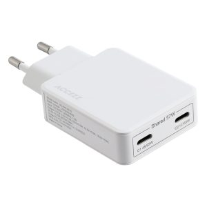 Accezz Ultra Slim GaN Oplader - 2x USB-C - 65W - Wit