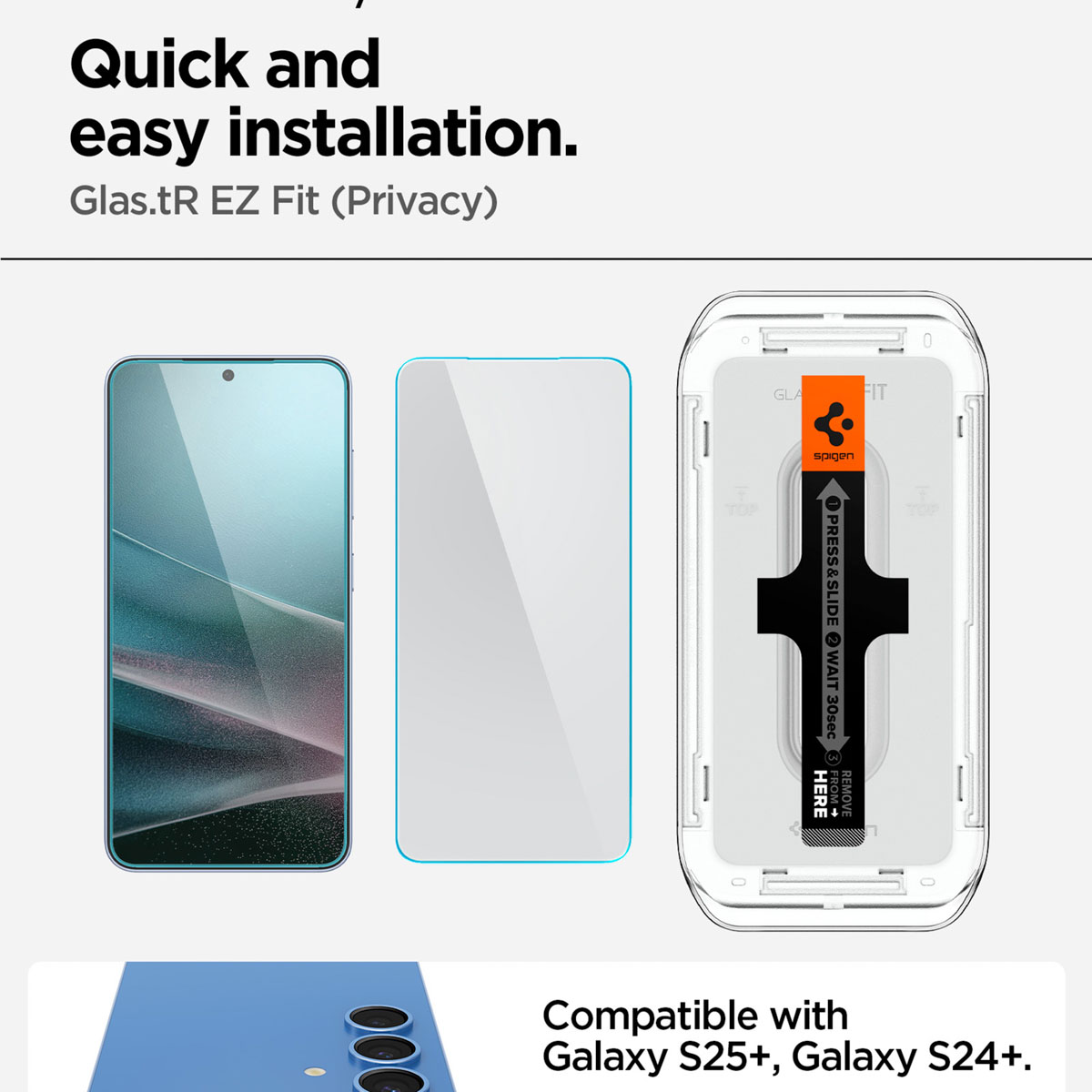 Spigen GLAStR Privacy EZ Fit Screenprotector + Applicator Samsung Galaxy S24 Plus / S25 Plus - Afbeelding 7