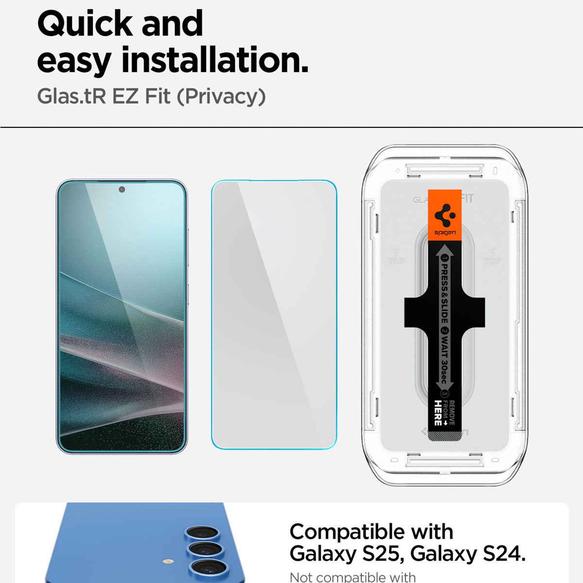 Spigen GLAStR Privacy EZ Fit Screenprotector + Applicator Samsung Galaxy S24 / S25 - Afbeelding 7