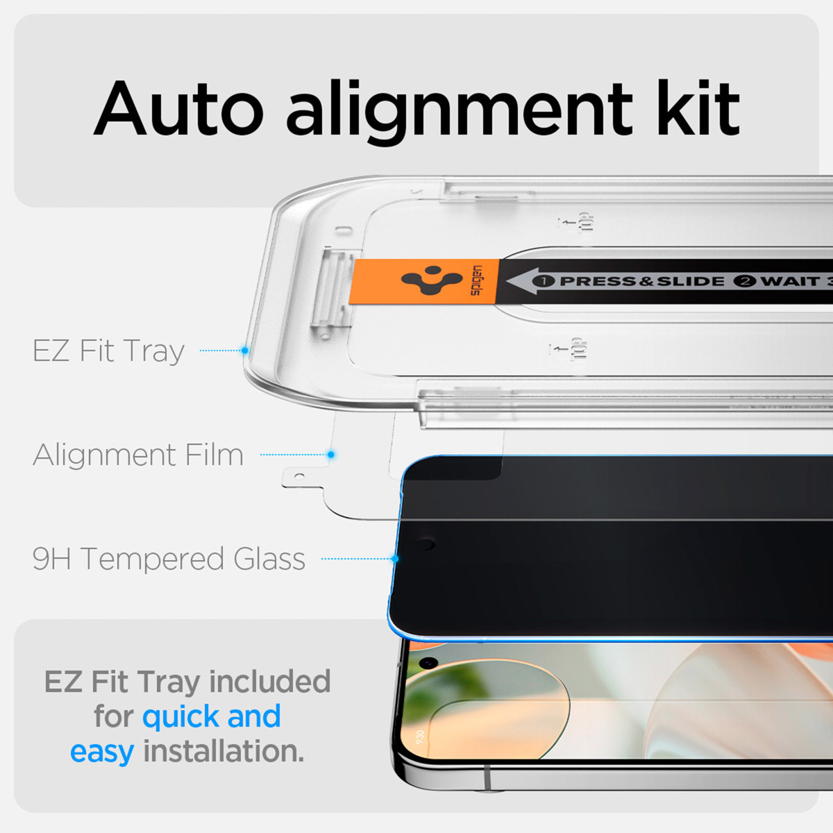 Spigen GLAStR Privacy EZ Fit Screenprotector + Applicator Google Pixel 9 / 9 Pro / 10 / 10 Pro - Afbeelding 7