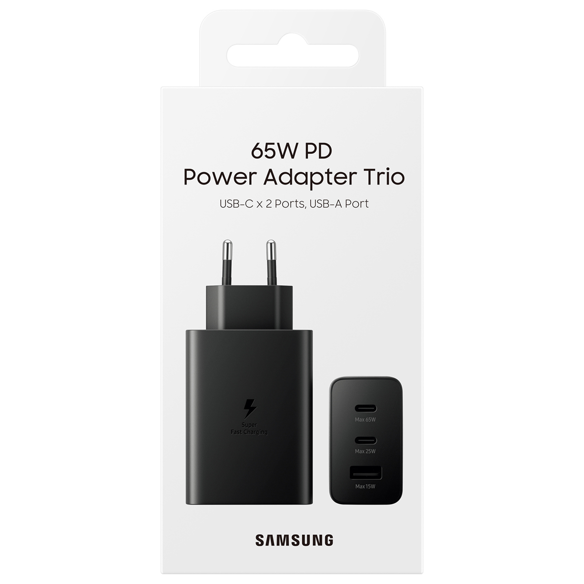 Samsung Originele Power Adapter Trio - Oplader - 2x USB-C en 1x USB aansluiting - Fast Charge - 65W - Zwart - Afbeelding 5