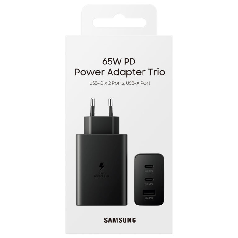 Samsung Originele Power Adapter Trio - Oplader - 2x USB-C en 1x USB aansluiting - Fast Charge - 65W - Zwart - Afbeelding 4